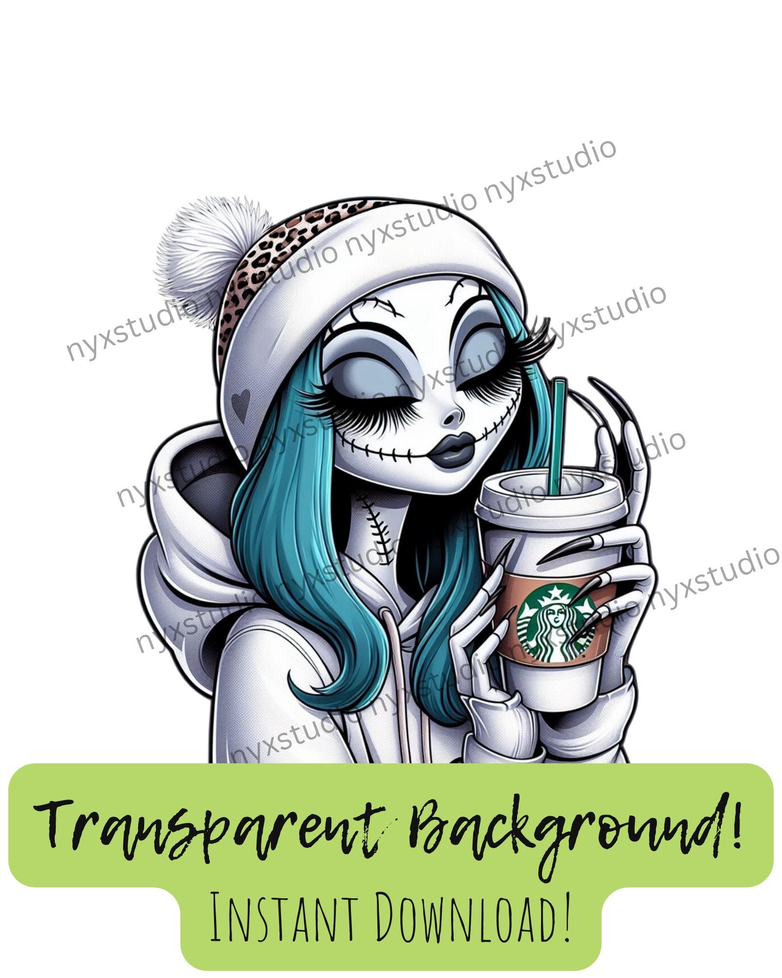 Christmas Blue Dead Mean Girl,  Coffee Cup, PNG, Instant Download, Sublimation, Nightmare b4 Christmas, Sally, Boujee Sally