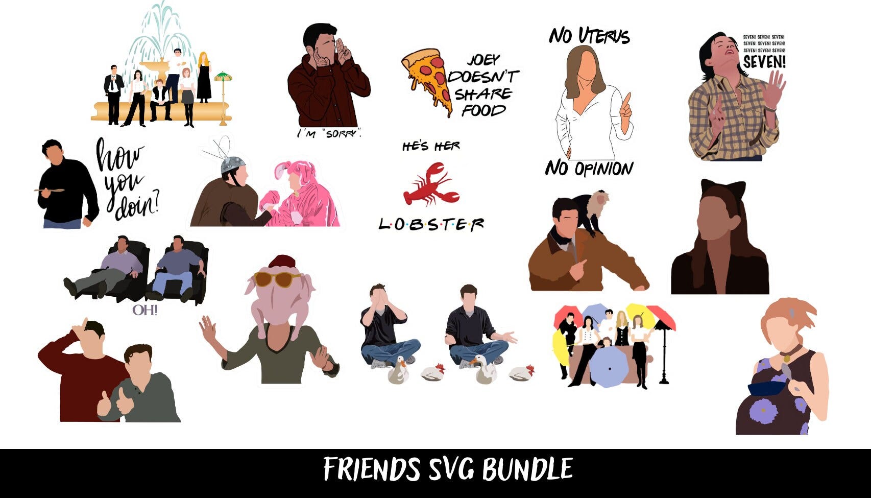 Chandler Bing SVG Bundle, Friends JPG, Chandler Bing Shirt, Ross Geller Tee, Joey Doesn