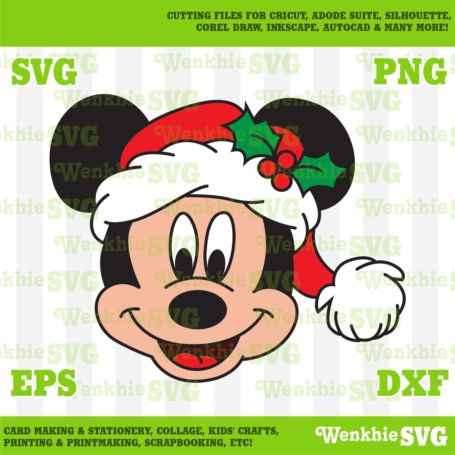 Mickey Santa Hat Cutting File Printable, SVG file for Cricut