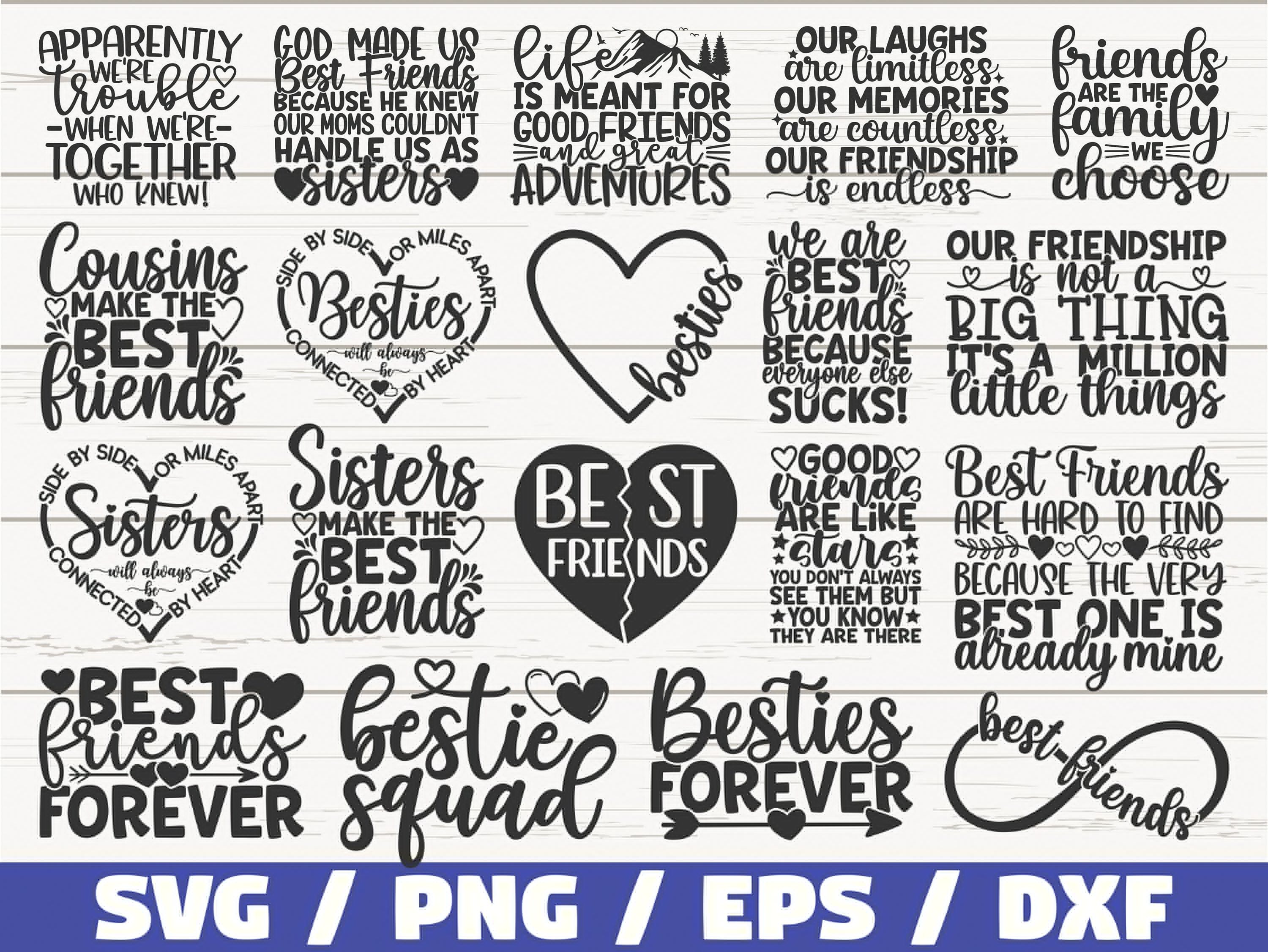 Best Friends SVG Bundle / Friendship Bundle SVG / Cut Files / Clip art / Commercial use / Best Friends SVG