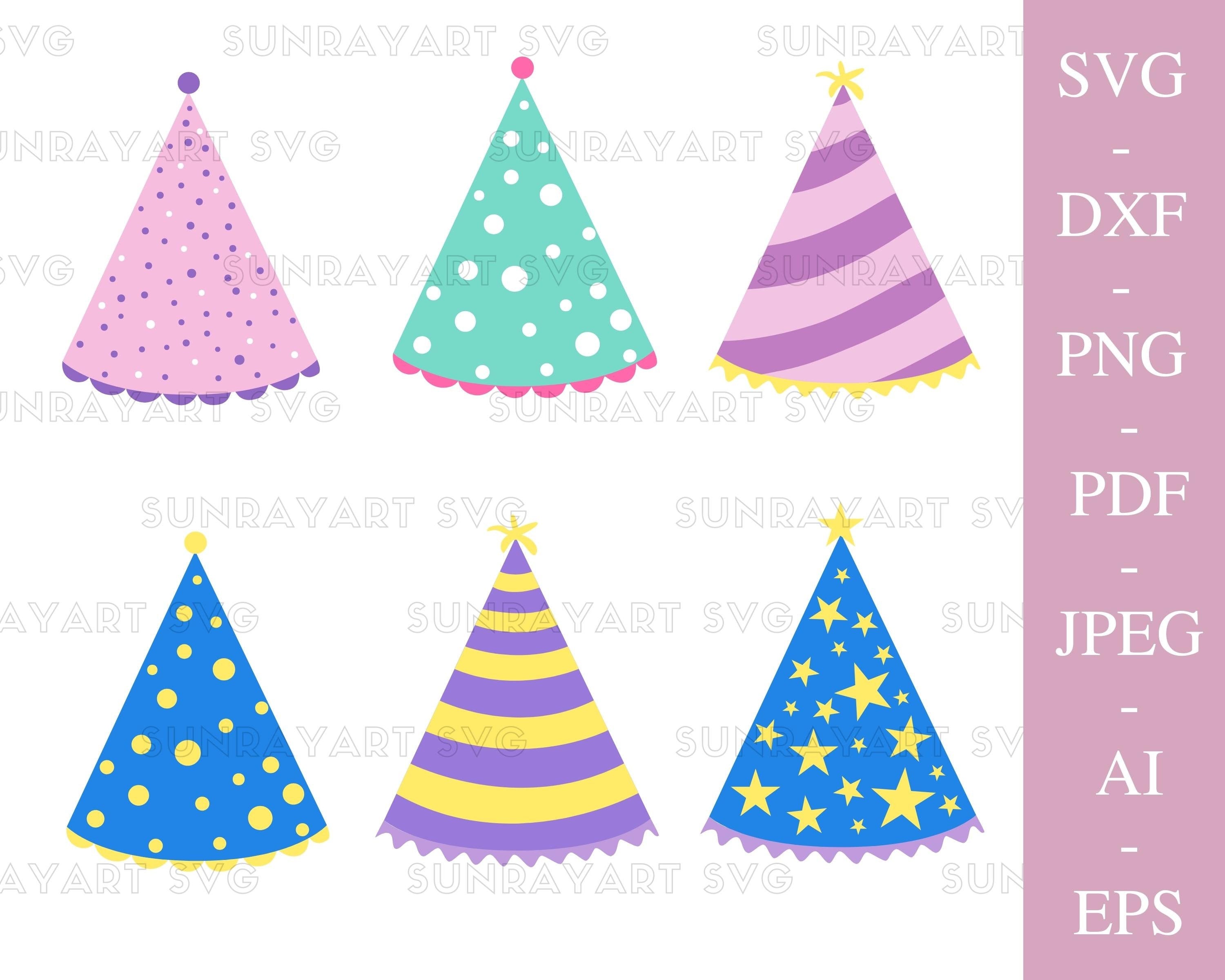 Birthday Party Hats SVG Files For Cricut, Hats PNG , Silhouette, DXF Cut File, Birthday Party Clipart, Pdf.