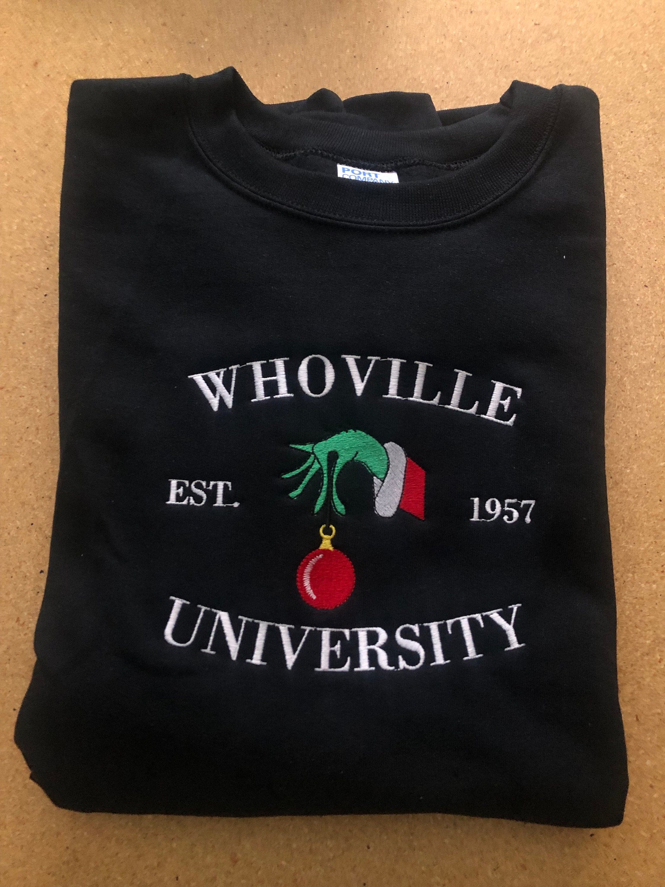 Whoville University Crewneck, Grinch Sweater, Christmas Sweatshirt, Grinch Clothing, Fall, Sweatshirt, Pullover, Autumn, Cozy Clothing, Crew