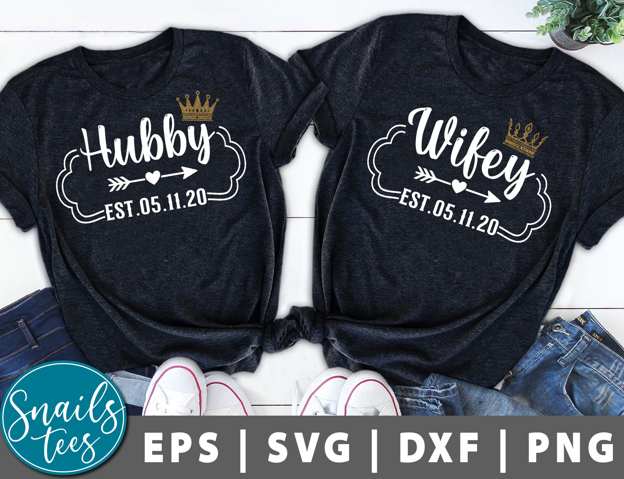 Hubby and Wifey Svg Png Eps Dxf husband and wife svg Customize Your Own Established Date Bride and Groom SVG anniversary svg Wedding Cricut