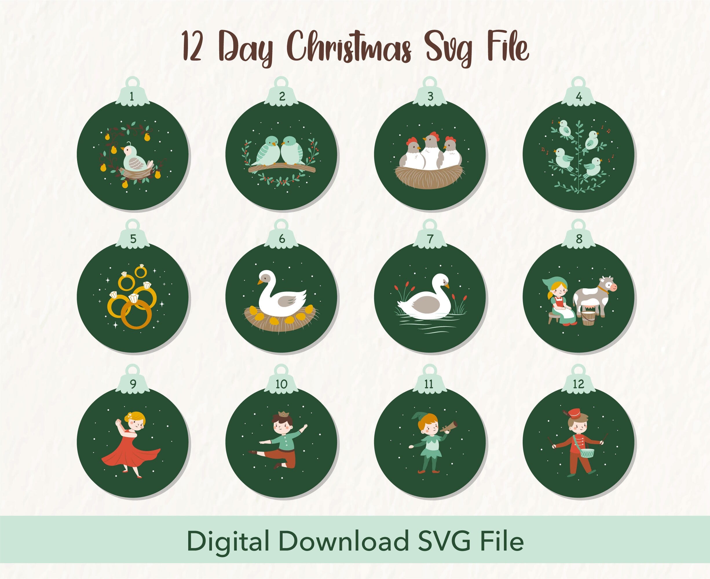 12 Days of Christmas Animated Greeting Card Template SVG | Printable | Instant Download SVG | Cricut