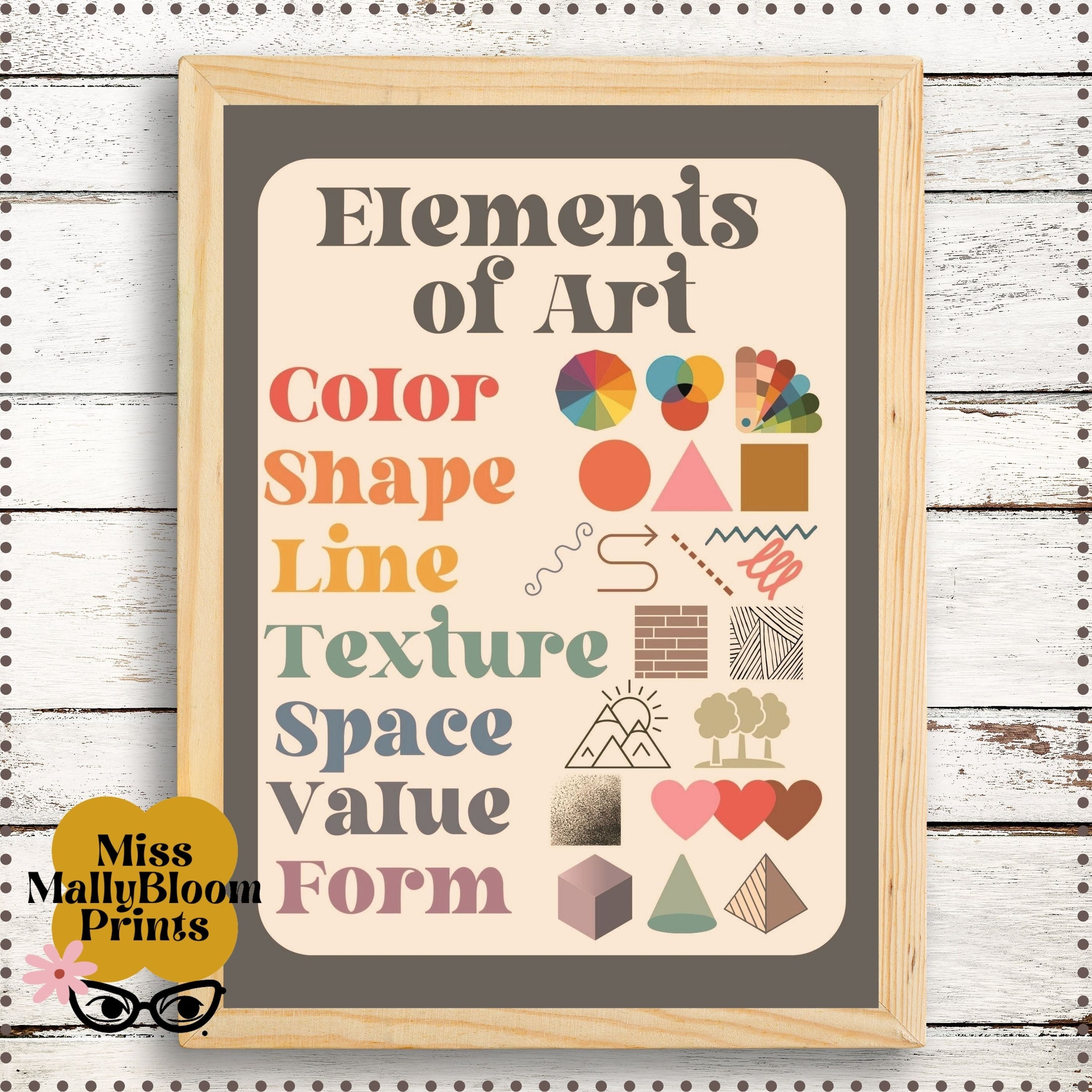 Elements of Art Classroom Poster, Art Classroom Wall Decor , Art Teacher Bulletin Board Printable, Poster for Elementary Art Class