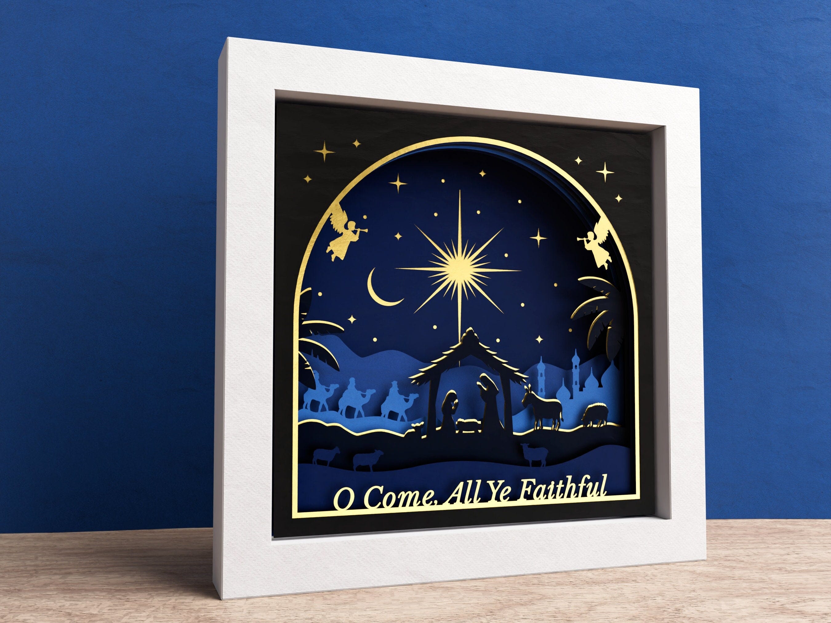 3D Nativity Scene Shadow Box, Christmas Shadow Box SVG, Christmas Layered Papercut, Baby Jesus, Files For Cricut with Easy Instructions