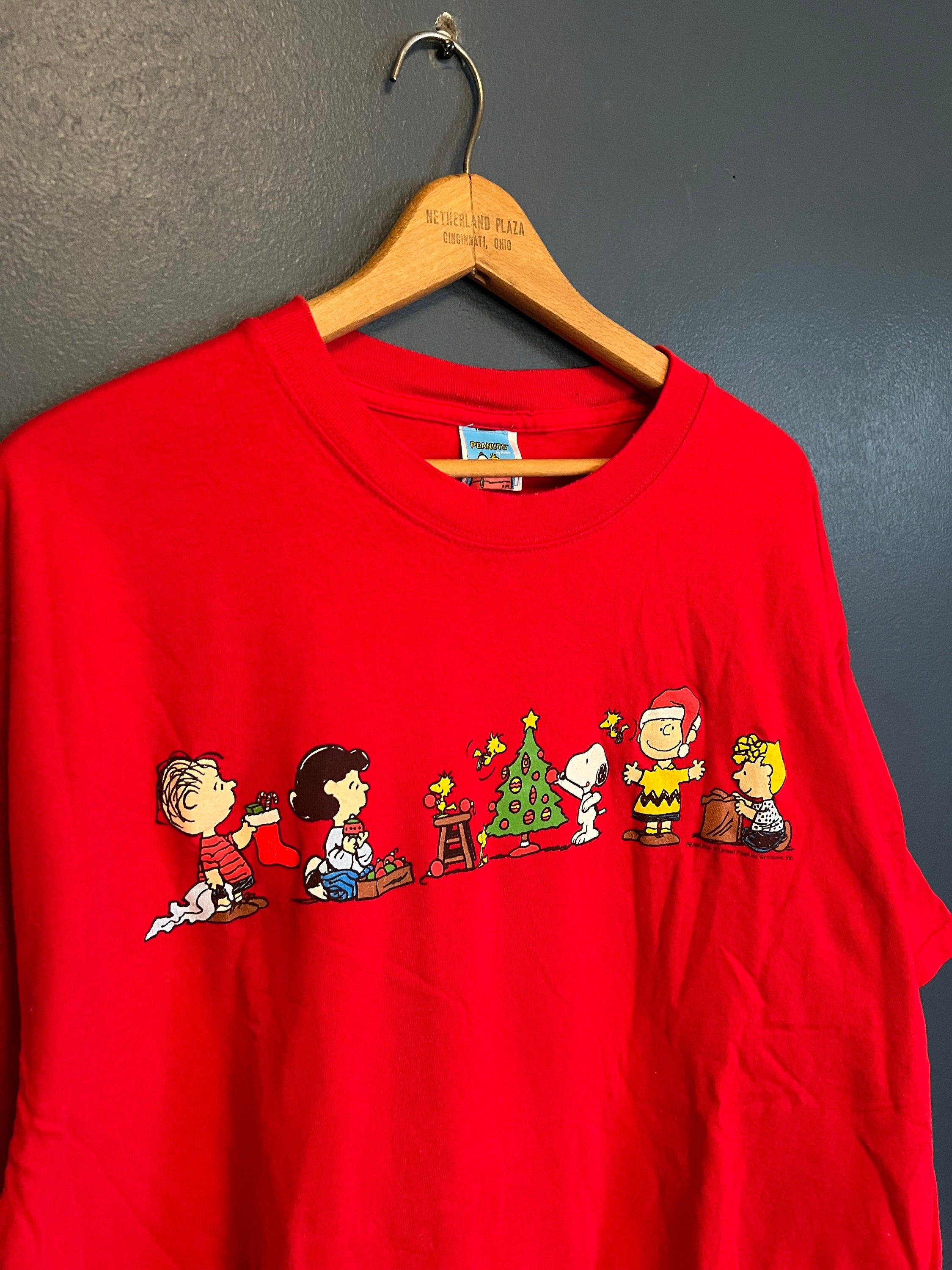 Vintage Y2K Charlie Brown Peanuts Christmas Tee Size 2XL