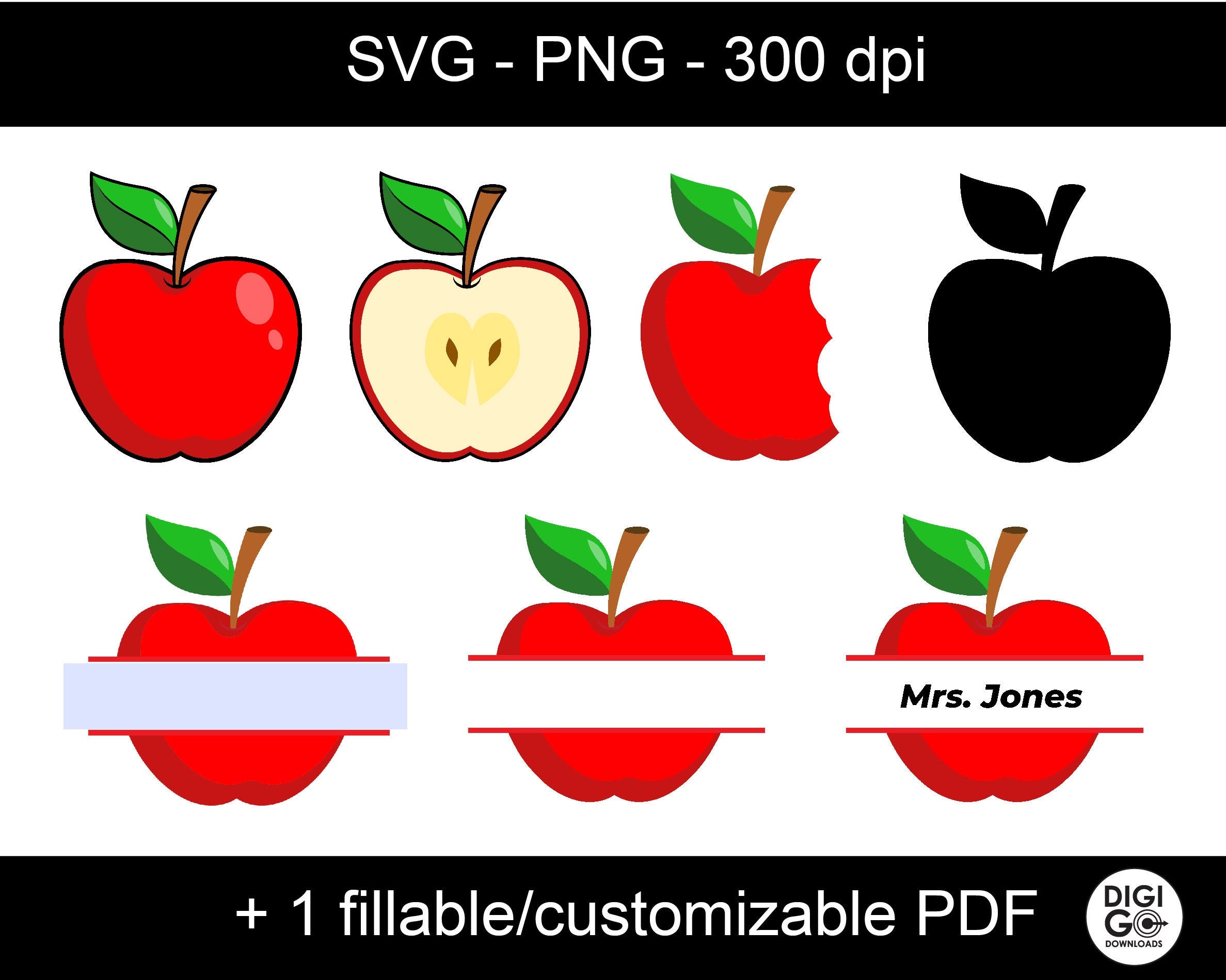 Apple svg / apple clipart / school svg / fillable apple / teacher svg / apple bundle / apple core svg / apple school svg / apple name frame