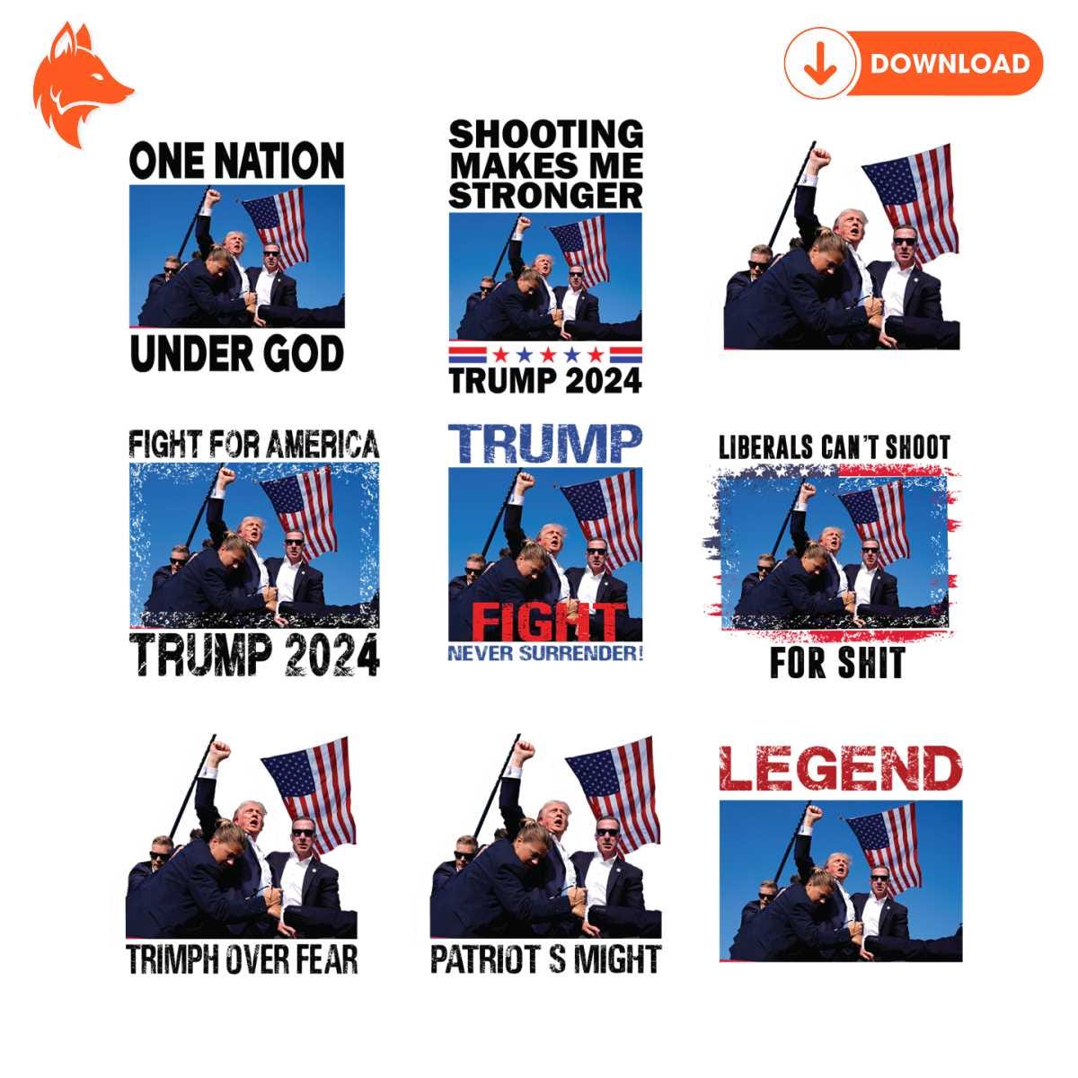 Free Trump Assassination Fight 2024 PNG Bundle