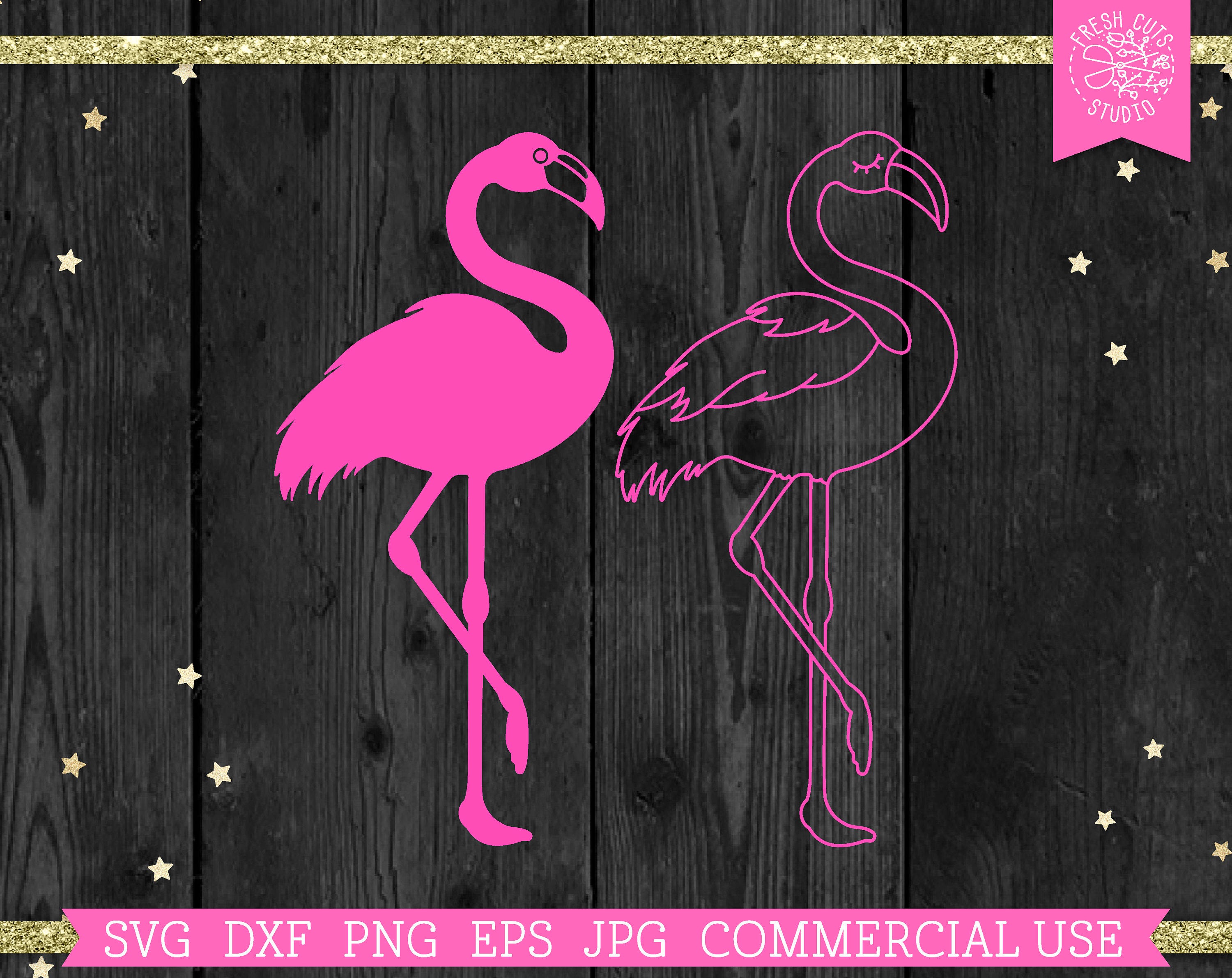 Flamingo Silhouette SVG Cut File for Cricut, Flamingo Line Drawing Clipart, Commercial Use svg, Tropical Beach Vacation, Vector, dxf png eps