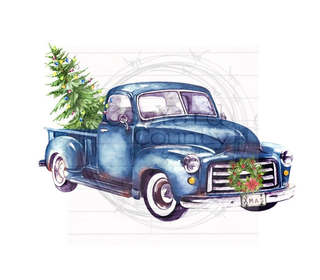 Blue Truck Design, Christmas Sublimation, Old Truck Sublimation, Christmas Images, Christmas PNG, Sublimation Designs, Christmas truck png