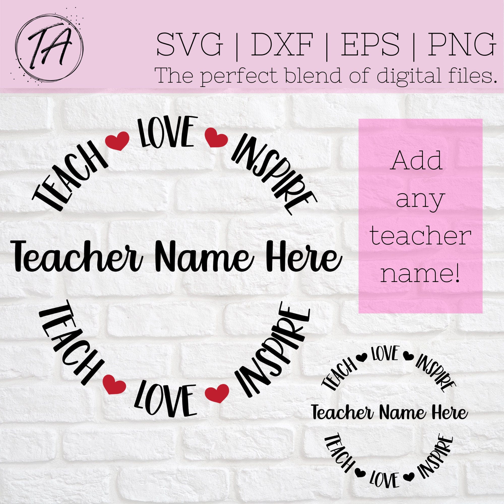 Teach Love Inspire svg - Christmas Teacher svg - Teacher Gift svg - Teacher Christmas Gift svg - Personalized svg - Teacher Ornament svg