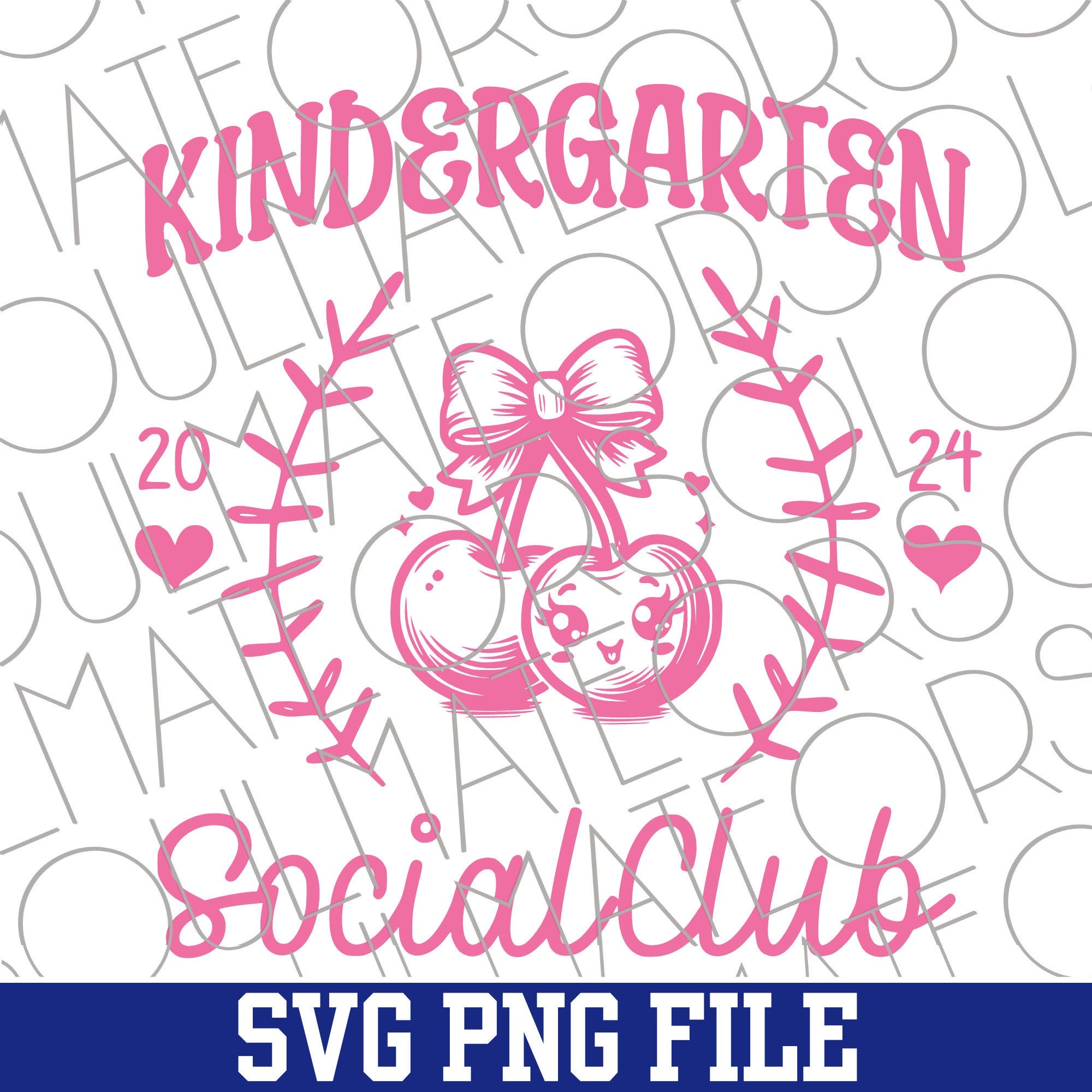 Kindergarten Social Club SVG PNG, Trendy Back To School Kindergarten Teacher Shirt Sublimation, Pink Coquette 5k Student Cherry Bow PNG