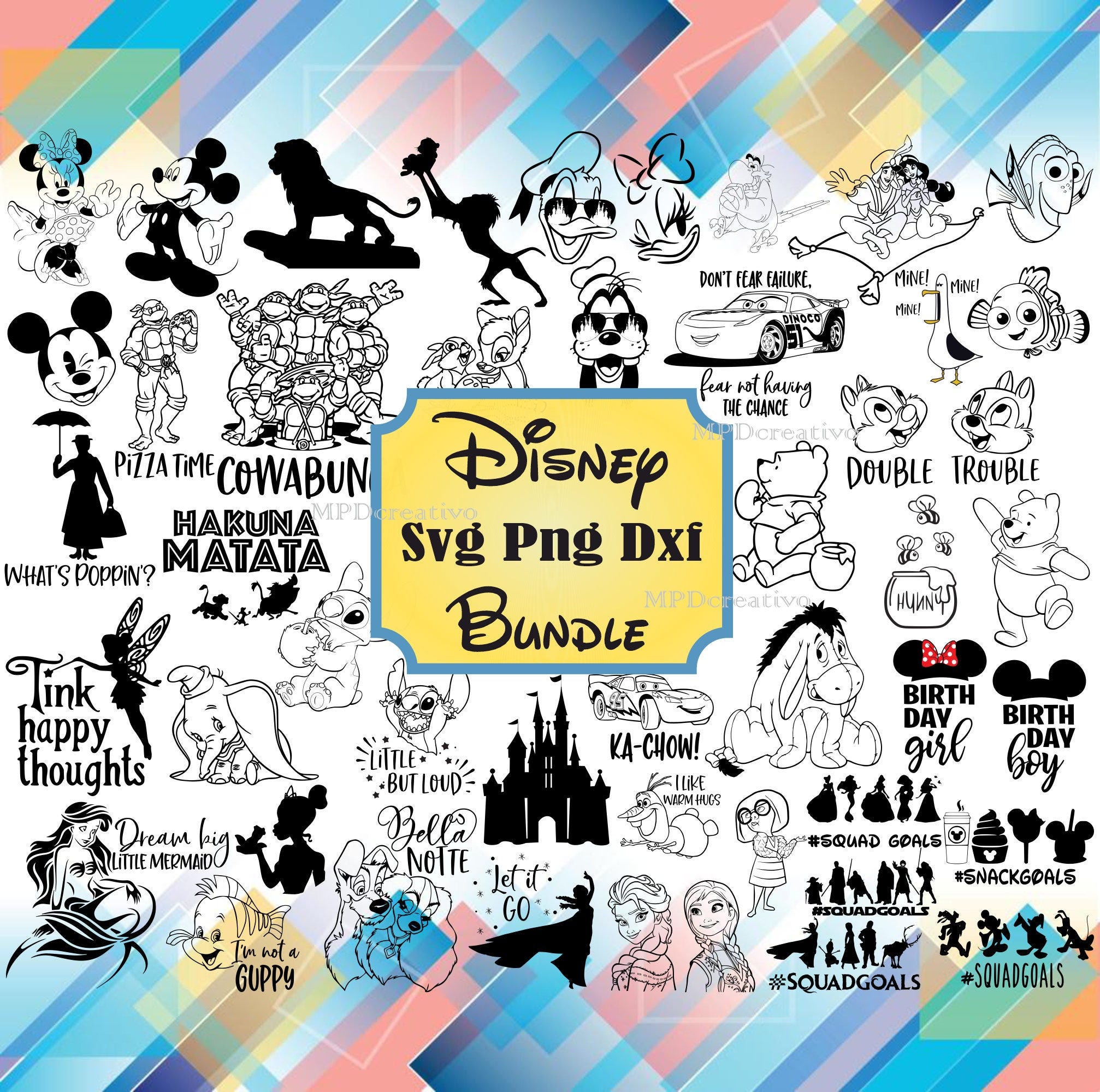 Disneyland Bundle Svg Png Dxf, DisneyWorld Svg, Mouse and friends, Donald Svg, Daisy SVG, GoofySvg, Winnie Svg Cricut Printable Clipart