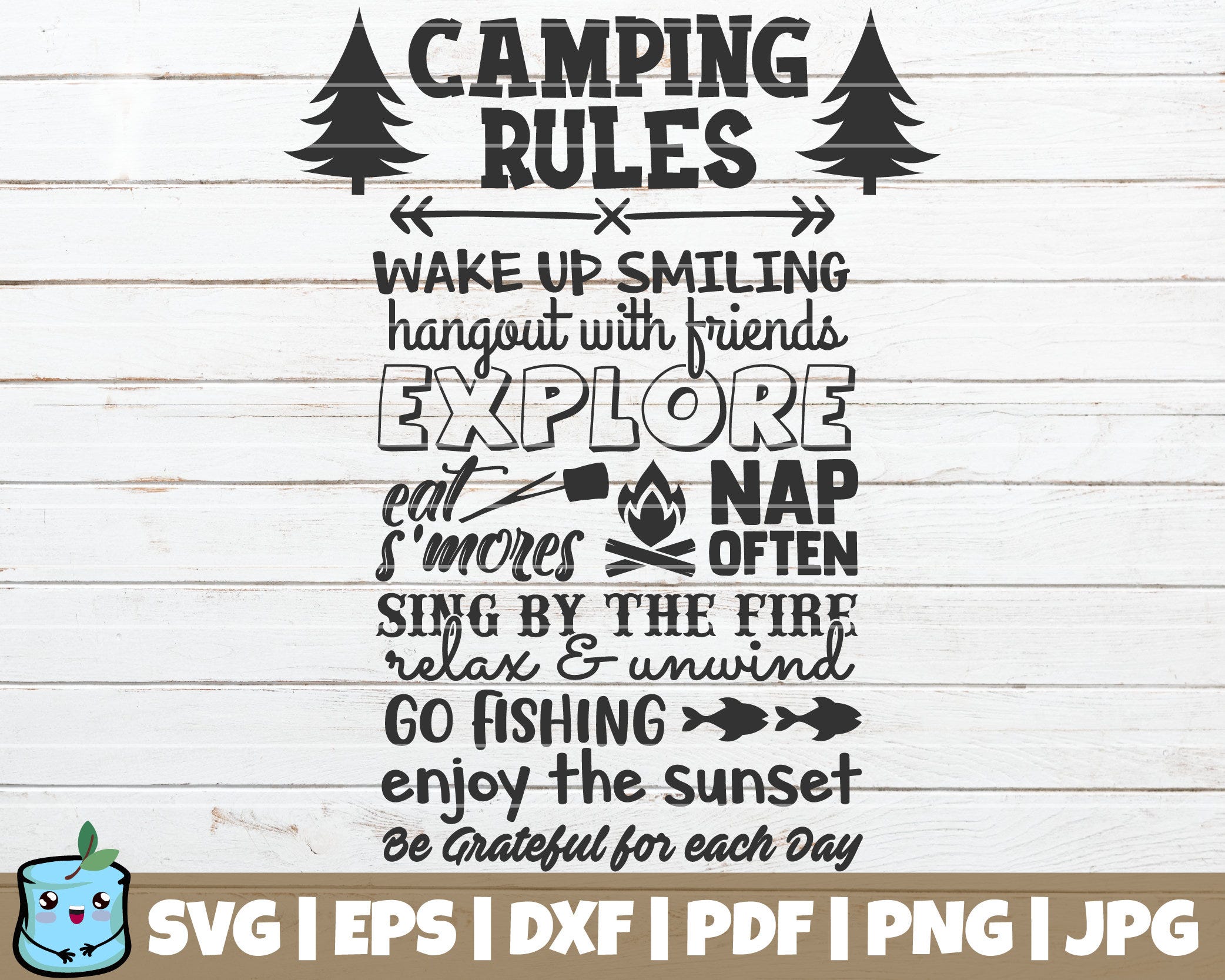 Camping Rules SVG Cut File | commercial use | instant download | printable vector clip art | Camping Cut file | Saying Quote | Rules SVG