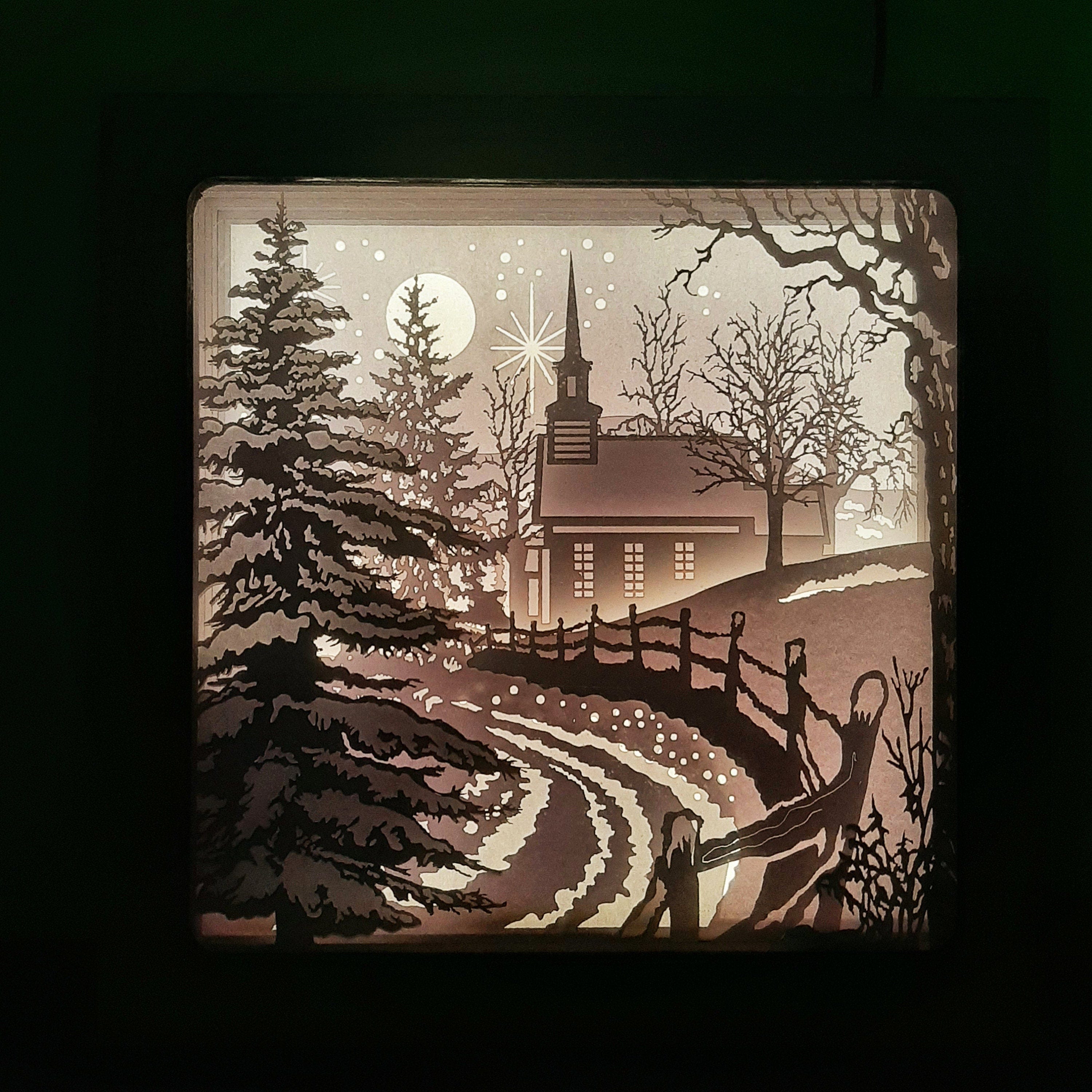 Merry Christmas Shadow Box/Lightbox Snow Santa