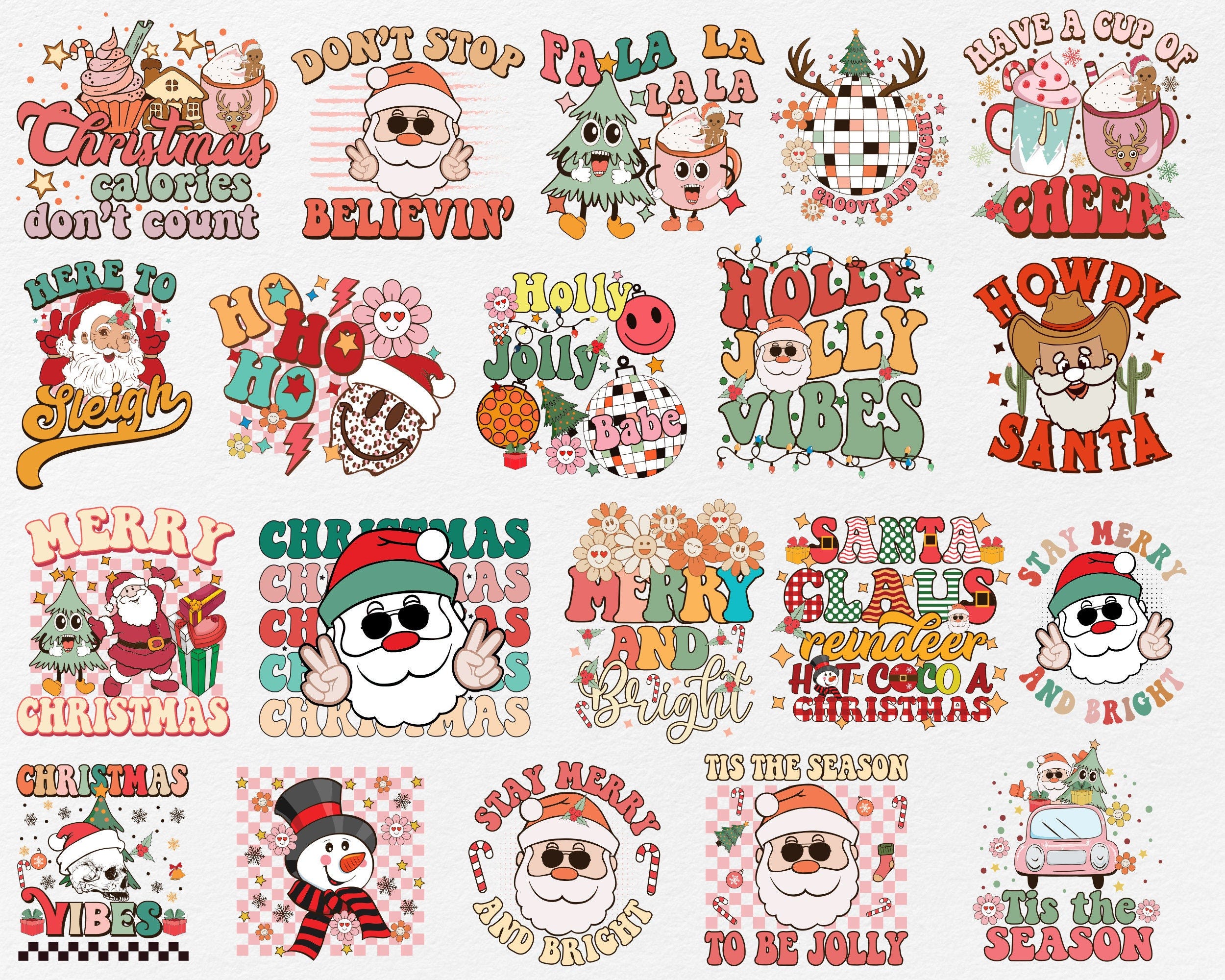 Retro Christmas Bundle Svg, Christmas Svg, Merry Christmas Svg, Christmas Shirt Design, Vintage Christmas Svg, Christmas Quote Svg