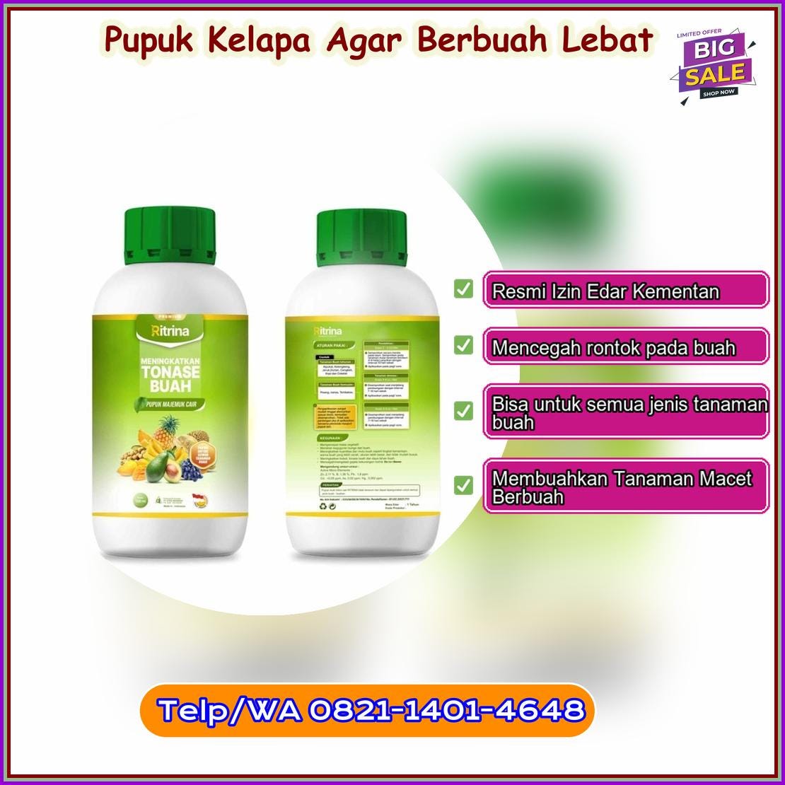 Agen Pupuk Kelapa Agar Berbuah Lebat Resmi Berizin Edar