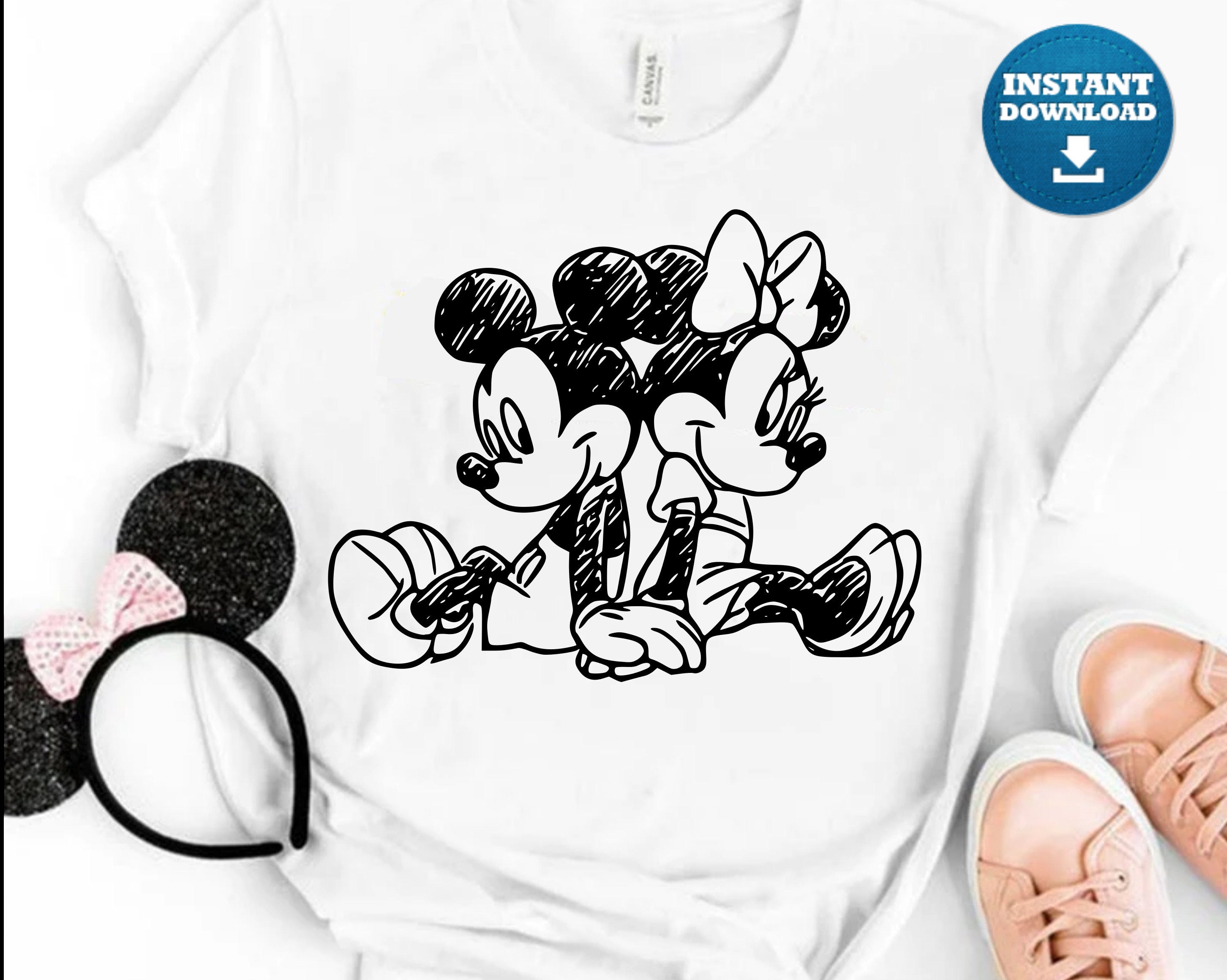 Mickey and Minnie sketch svg, svg, dxf, eps, png digital download