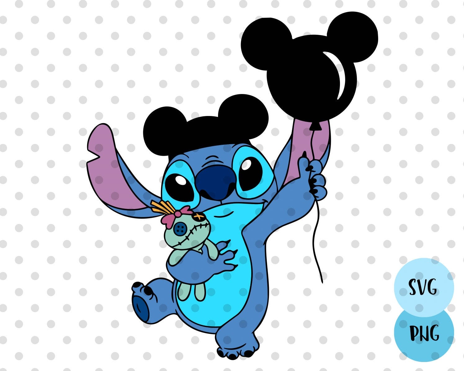 Stitch SVG, mouse head balloon svg, stitch park outfit svg, Ohana svg