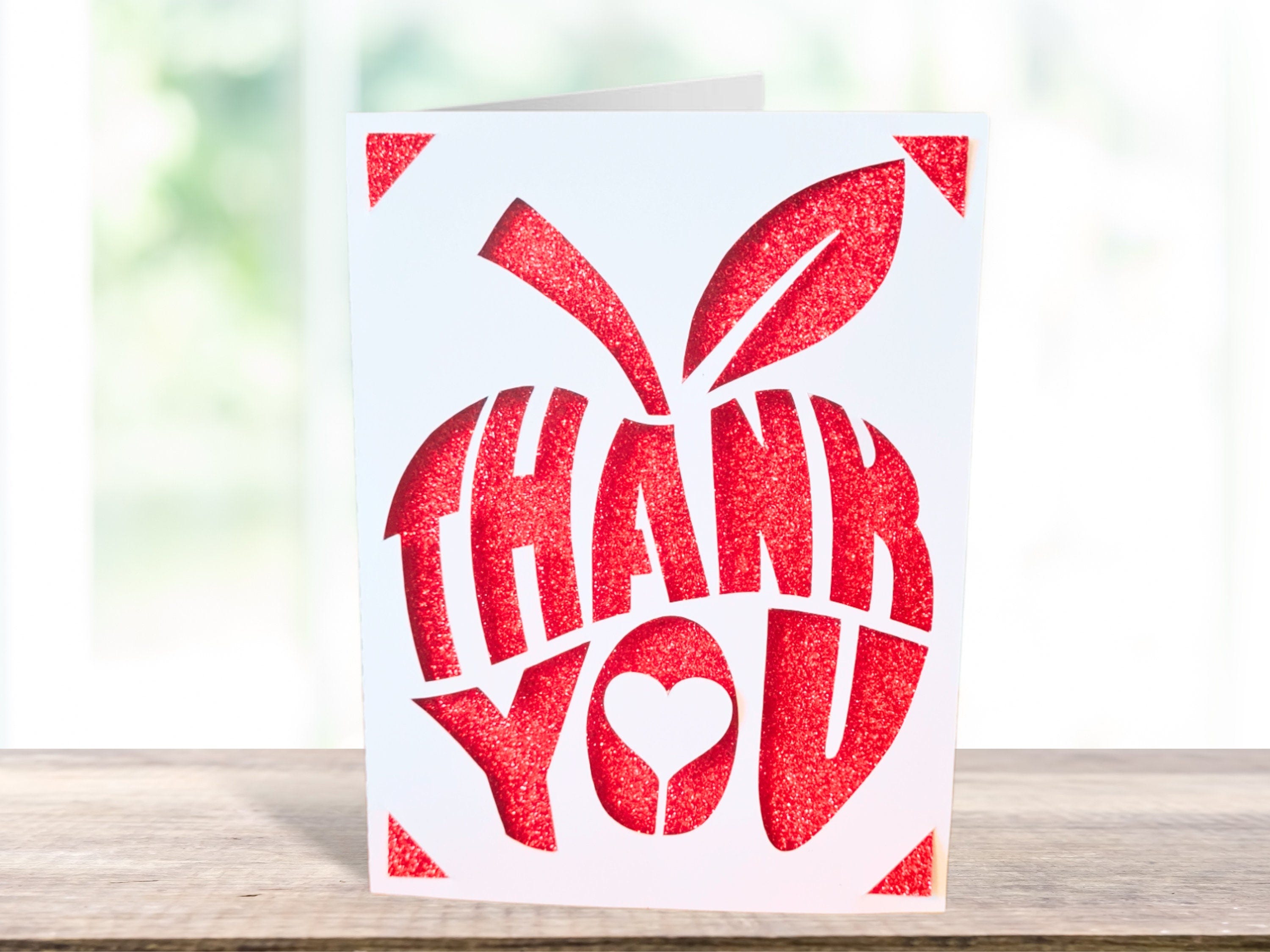 Thank you apple svg card. Digital file compatible with cricut and silhouette machines