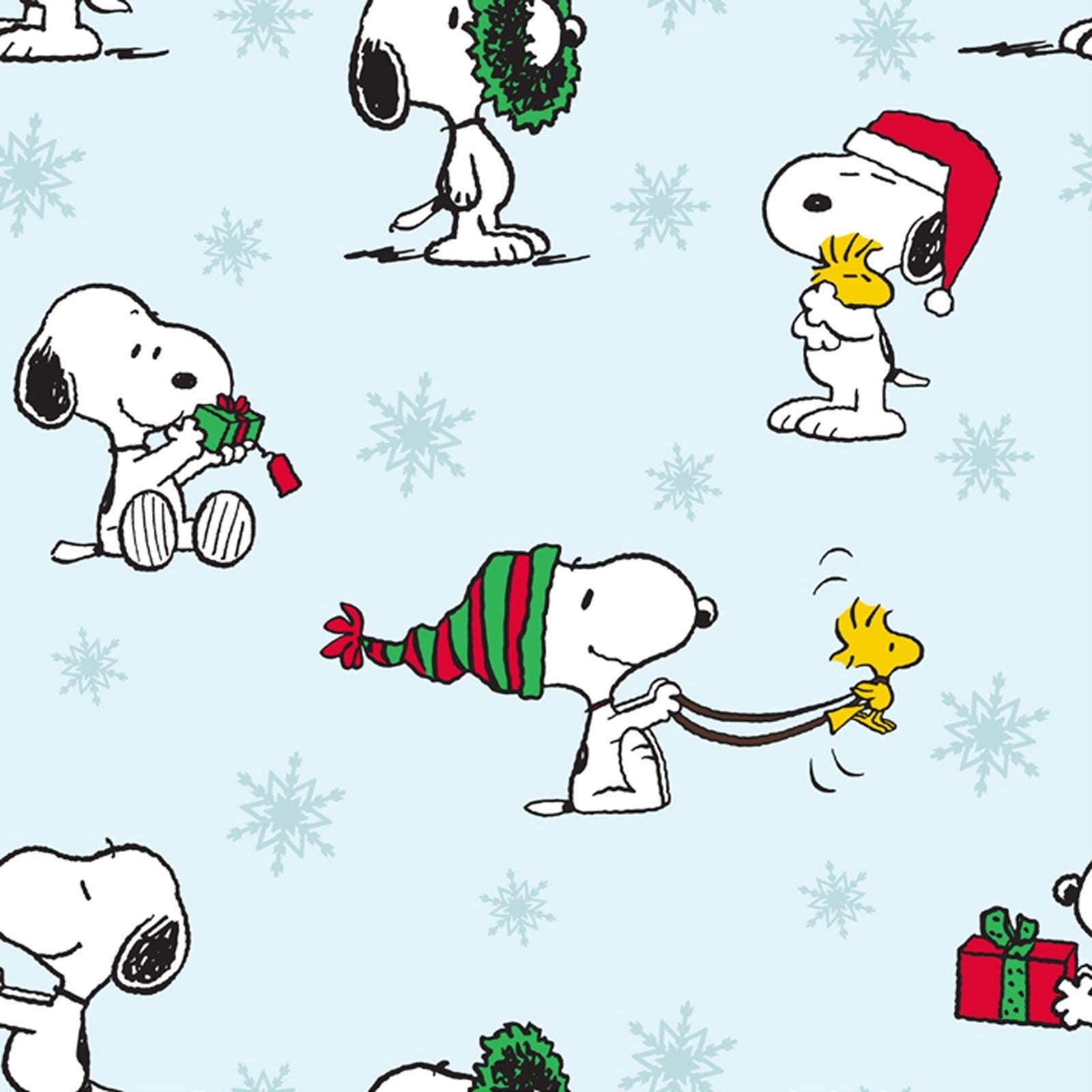 Peanuts Christmas Snoopy Woodstock Blue from Springs Creative Fabric