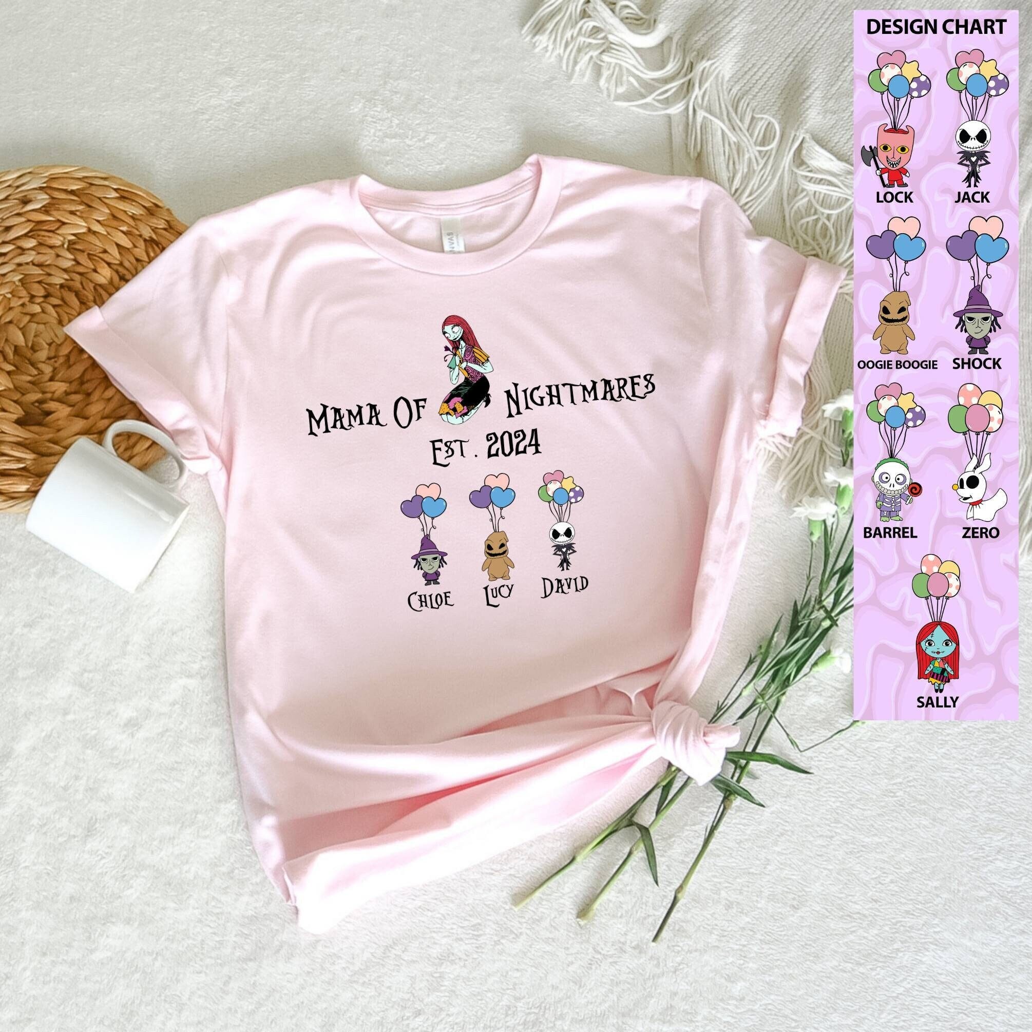 Mama Of Nightmares Shirt, Custom Disney Shirt, Disney Mommy Shirt, Mothers Day Tee, Kids Names Tee, Sally Shirt, Oogie Boogie Tee, Mama Gift