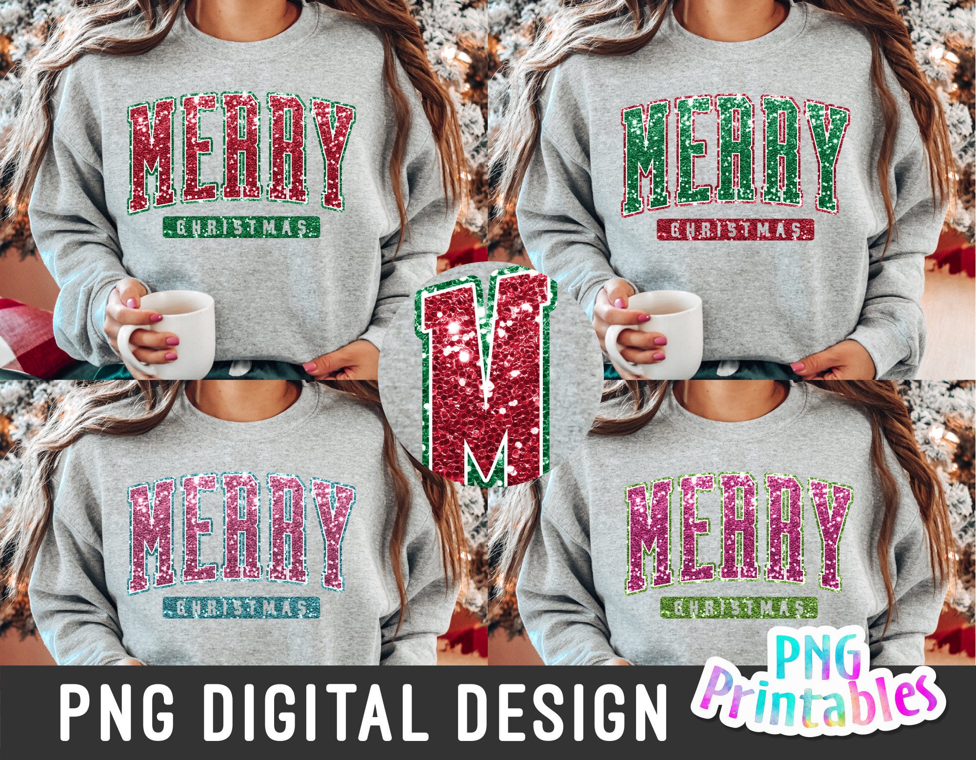 Merry Christmas Sequin png - Christmas Sublimation - Merry Christmas Glitter png Print File For Sublimation Or Print - Digital Download