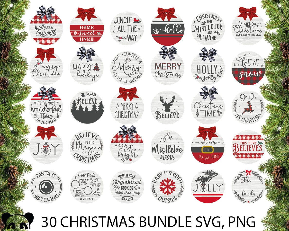 30 Christmas round signs svg, Christmas porch cut files, Christmas welcome svg, Merry Christmas svg, Door hanger Svg, Christmas bundle Svg