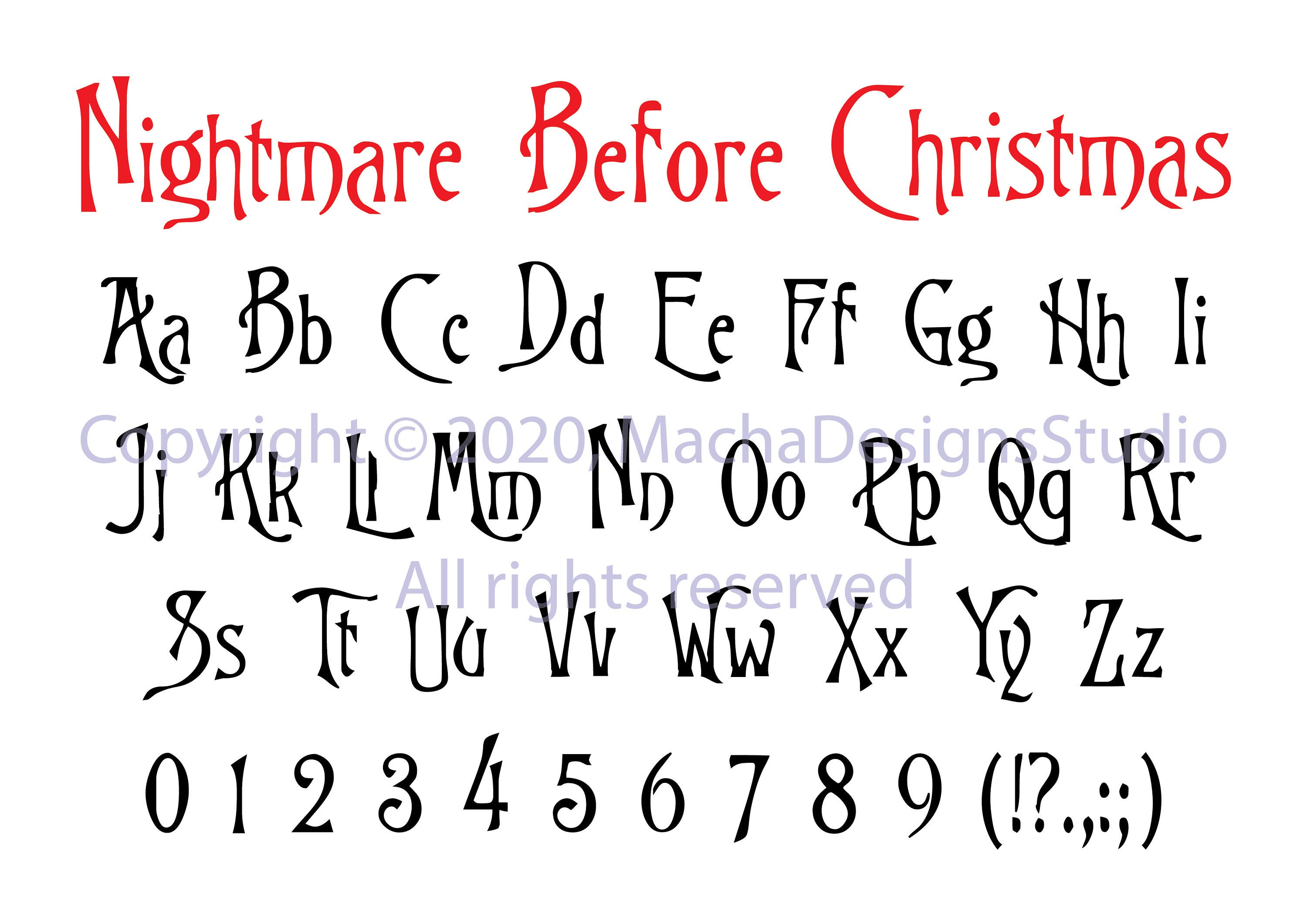 Nightmare before Christmas Font SVG, Christmas Font SVG, Printable Clipart SVG, Font Svg, Digital Download, Font Download, Instant Download