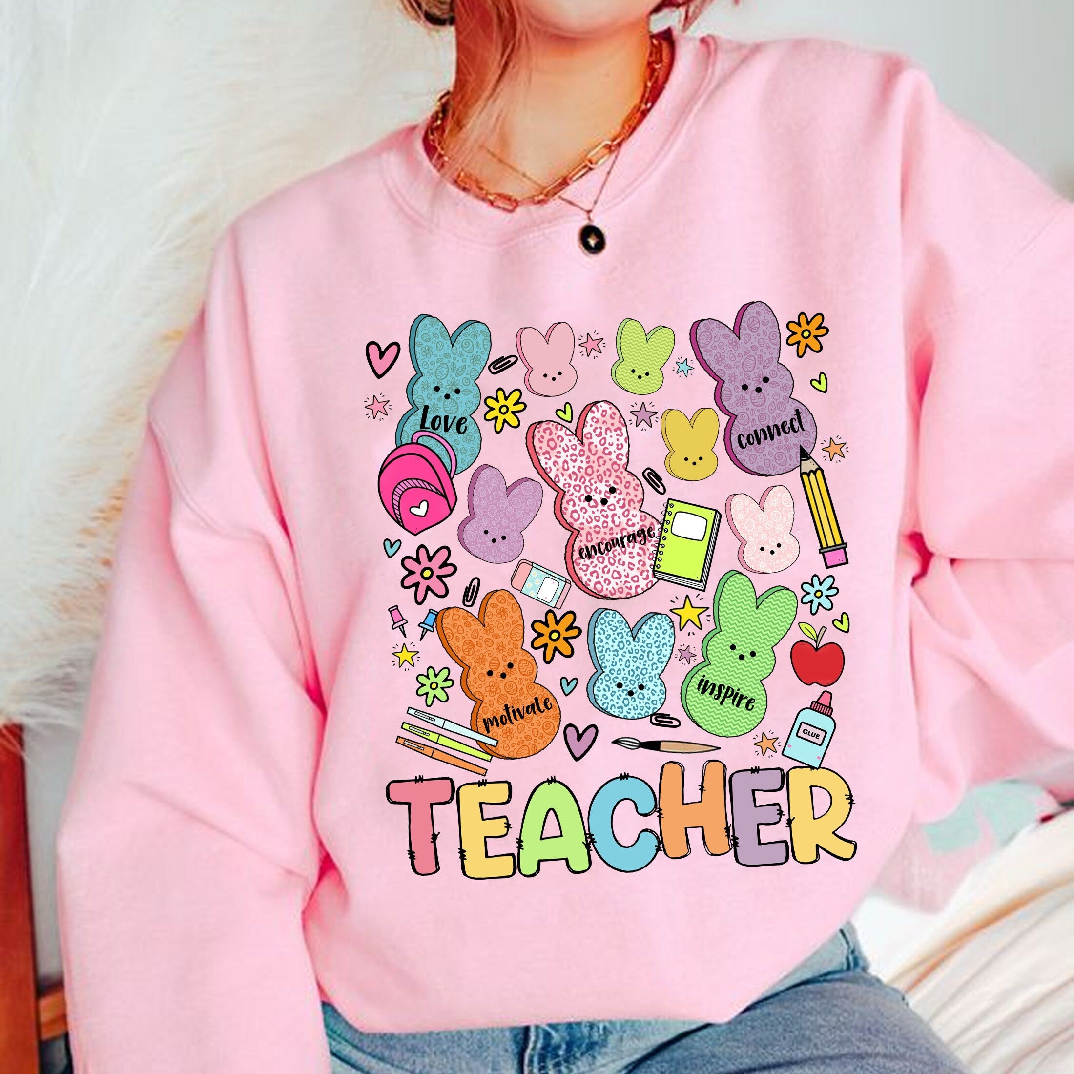 Teacher Of The Sweetest Peeps Png, Teacher Easter Day Png, Cute Easter Png, Teaching Favorite Peeps Png, Teacher Bunny Png, Teacher Gift