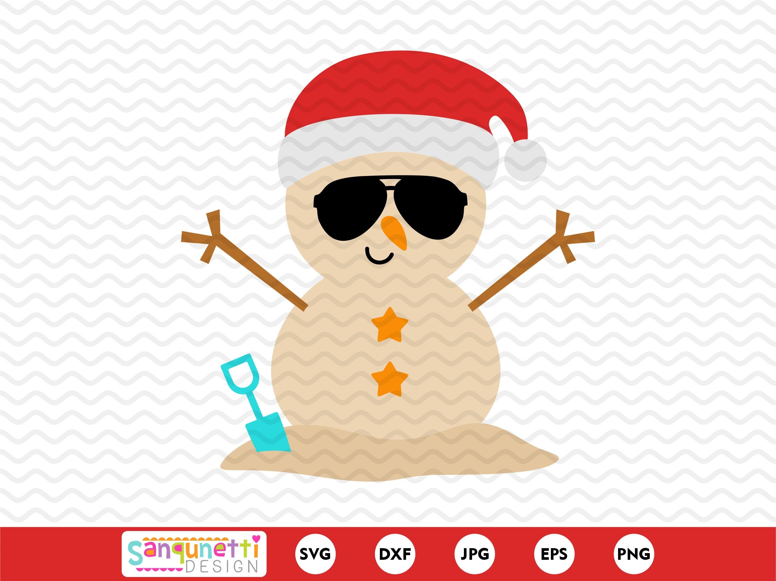 Beach snowman SVG, Tropical Santa cutting files, silhouette and cricut