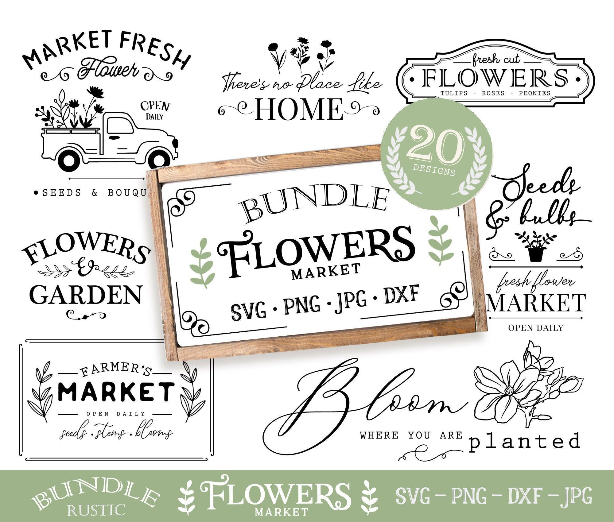 Flower Market svg, Farmhouse Sign SVG, Flower svg, Cricut, Svg Bundle