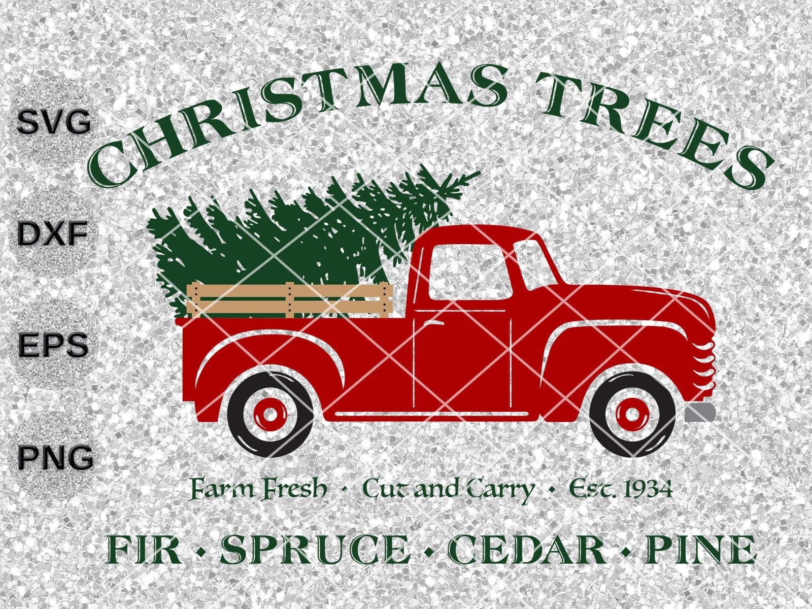 Christmas truck svg, Christmas truck tree svg, Christmas trees svg, red vintage truck Christmas tree farm svg, Christmas vintage truck svg