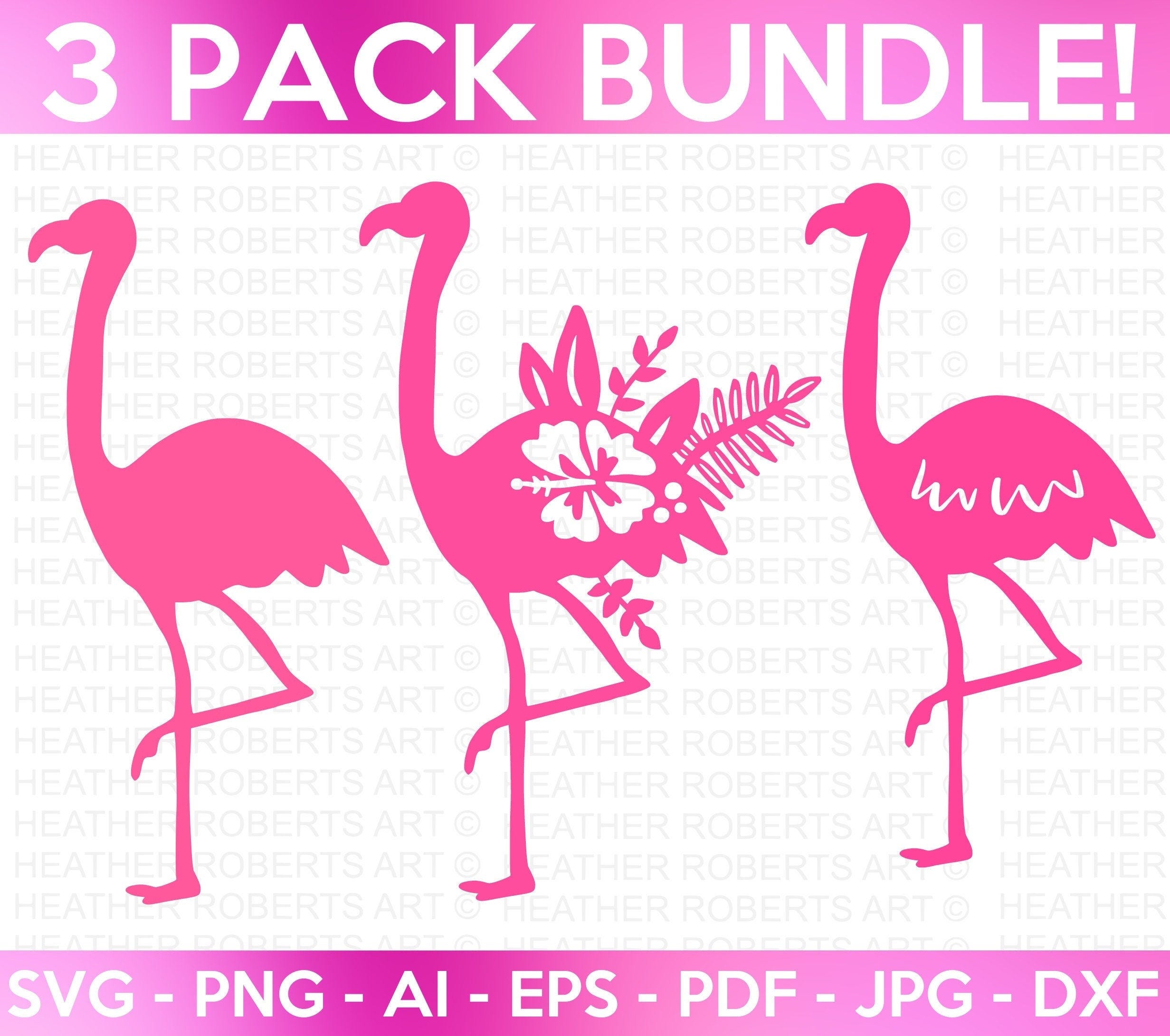 Flamingo Mini SVG Bundle, Floral Flamingo SVG, Flamingo Cutting File, Floral Flamingo Clipart, Flamingo Decor, Cut File Cricut, Silhouette