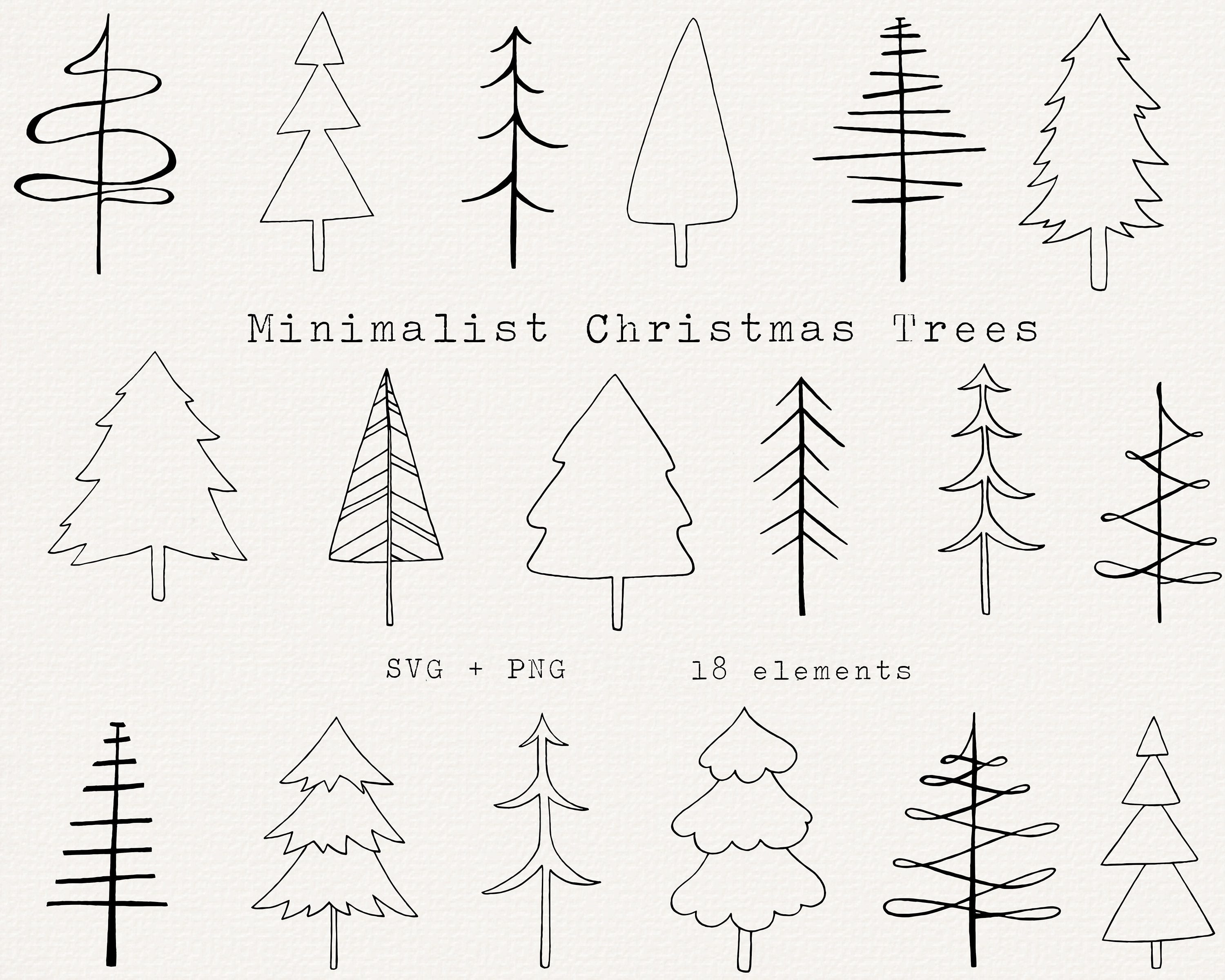 Minimalist Christmas Tree SVG, Hand Drawn Christmas Tree Clip Art, Christmas Tree Vector Bundle, Simple Christmas Trees, Cut File for Cricut