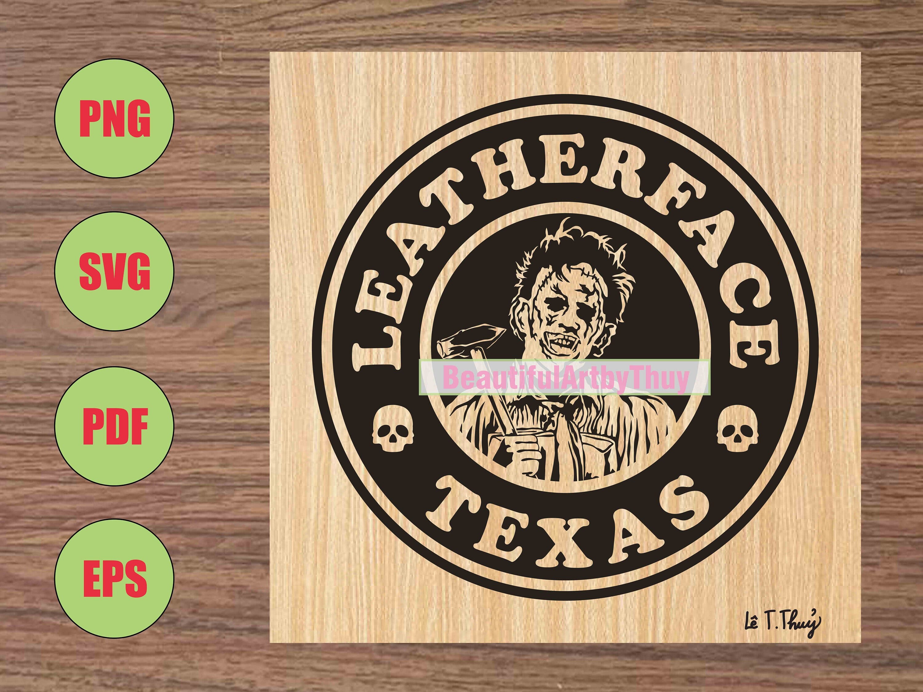 Leatherface Starbucks Inspired SVG, Chainsaw Texas Massacre, Horror Movie Character, Halloween Serial Killer, For Sublimation, For Cricut