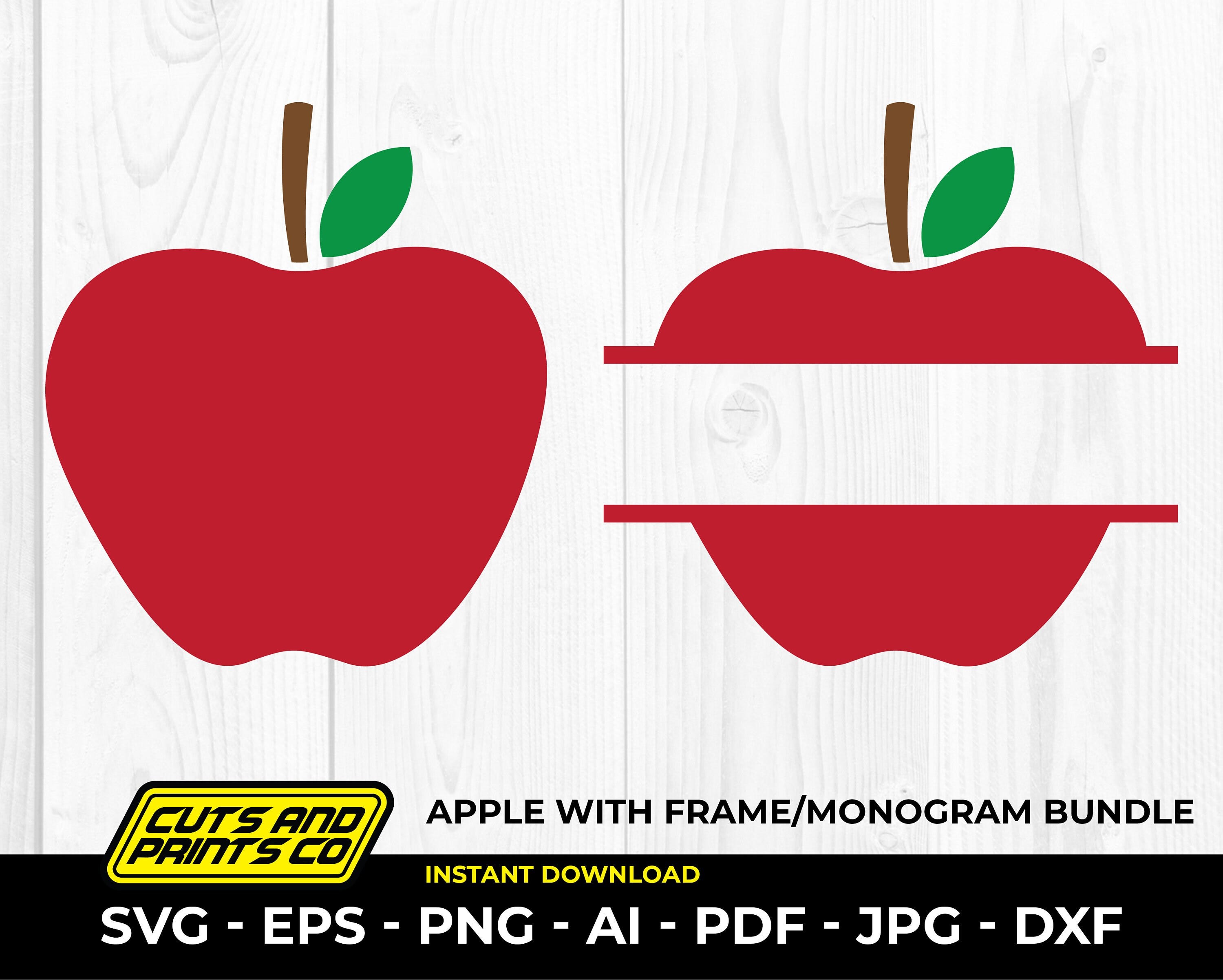 Apple name frame SVG | Apple Monogram SVG |  Teacher SVG  for Cricut & Silhouette, sublimation, png, ai