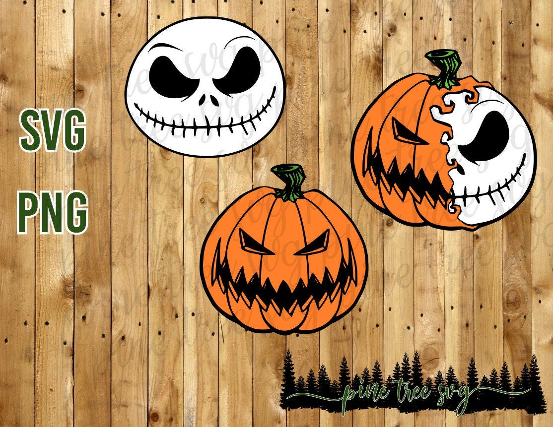 Jack Skellington Pumpkin Face - SVG, PNG - Instant Download
