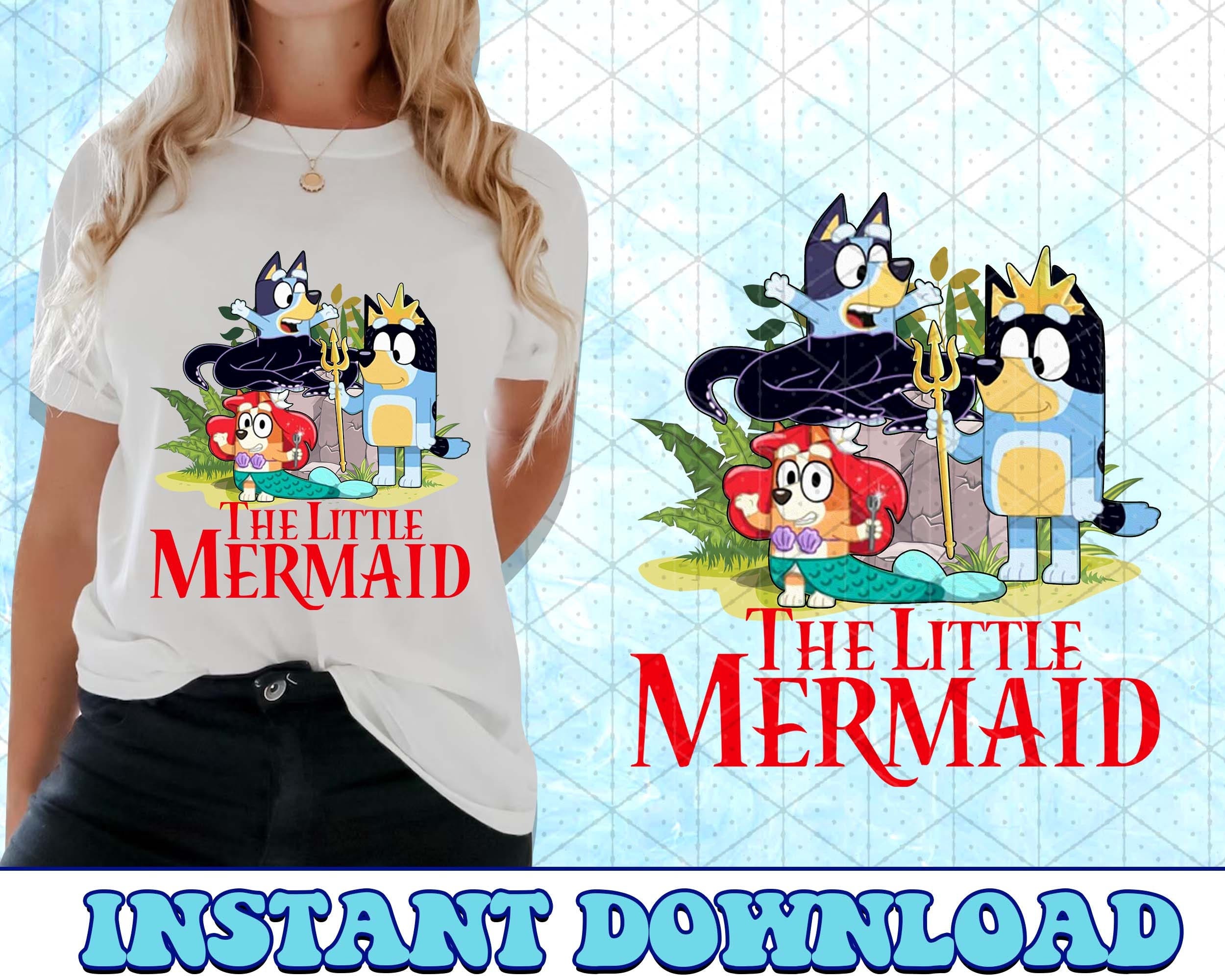 The little Mermaid Bluey PNG, Bluey Family PNG, Bluey Back to School Png, Bluey Bingo Png, Bluey Friends Png, Bluey Bingo PNG