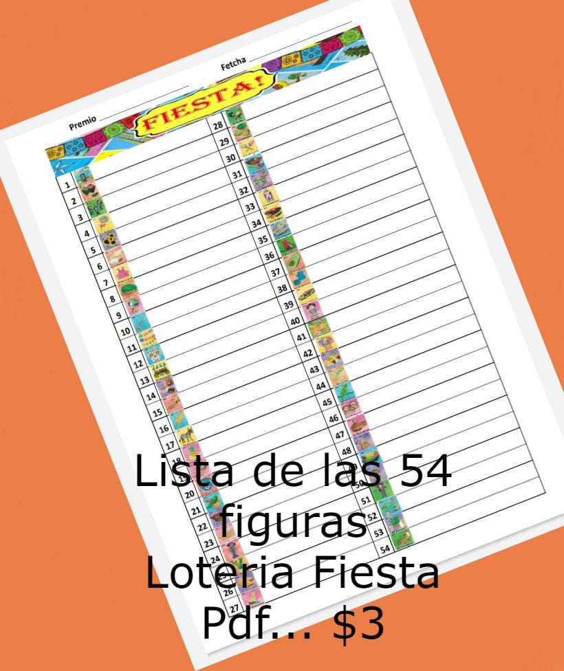 Lista de la Baraja de Loteria Fiesta PDF