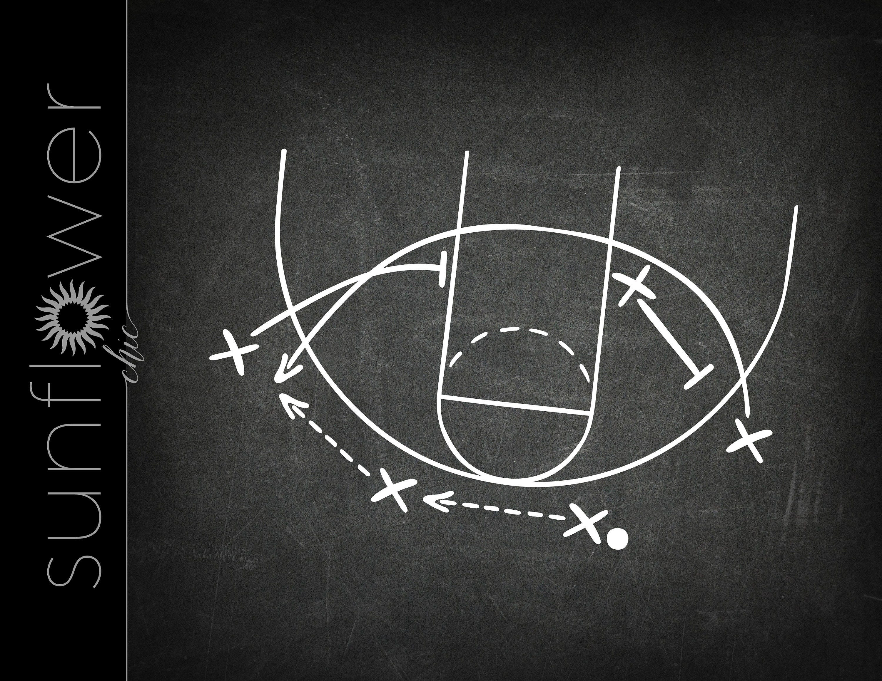 Basketball Play PNG Download | Chalkboard White Basketball Playbook Art Design | Cricut Silhouette Cut Files Instant Download SC113W