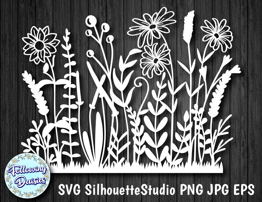 FLOWERING MEADOW in SVG, Flowers, Floral decoration, Instant Download, Paper cut template, svg files for cricut and silhouette