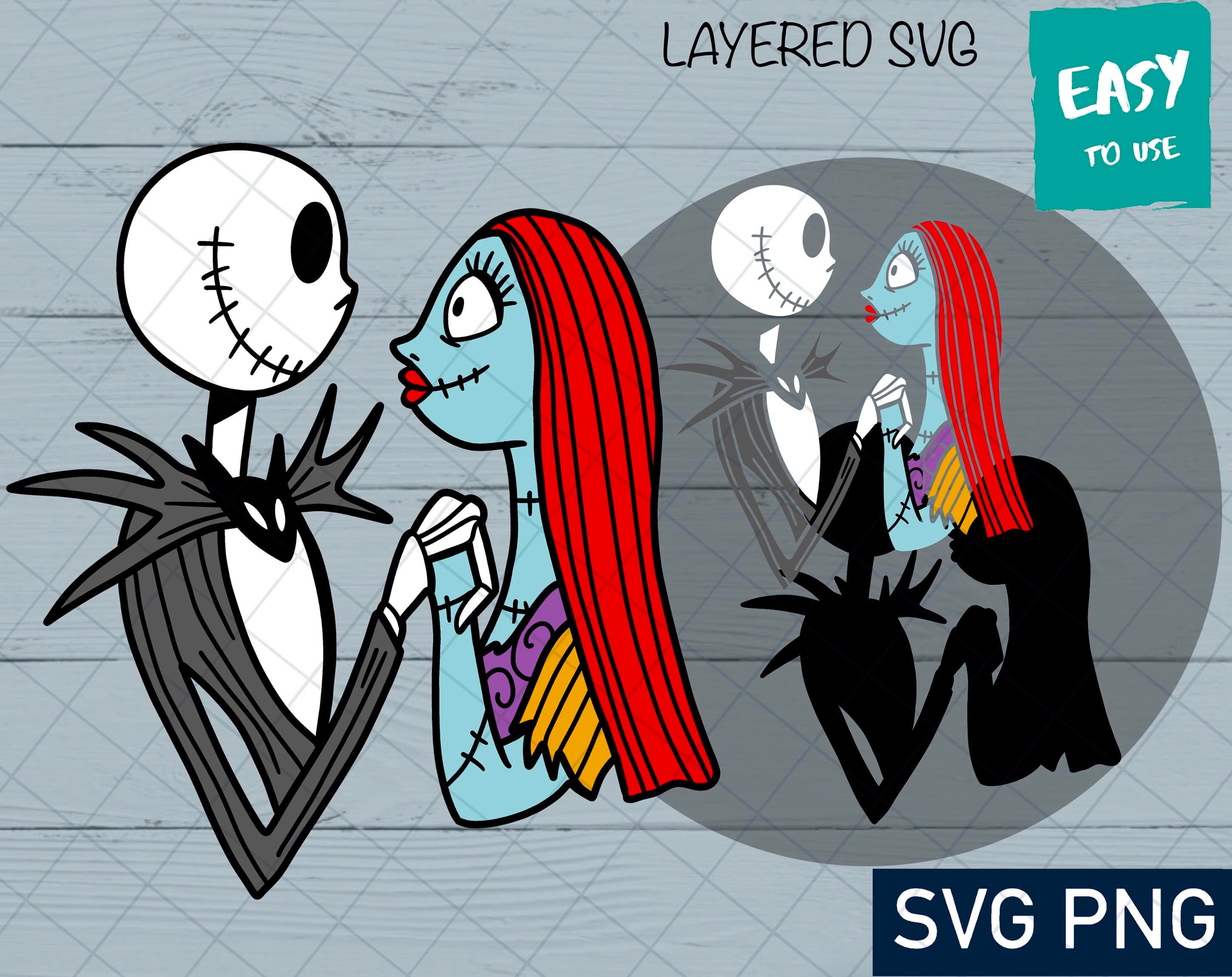 Jack and Sally SVG, Cricut svg, Clipart, Layered SVG, Files for Cricut, Valentine day, Cut files, Silhouette, T Shirt svg png, Love svg