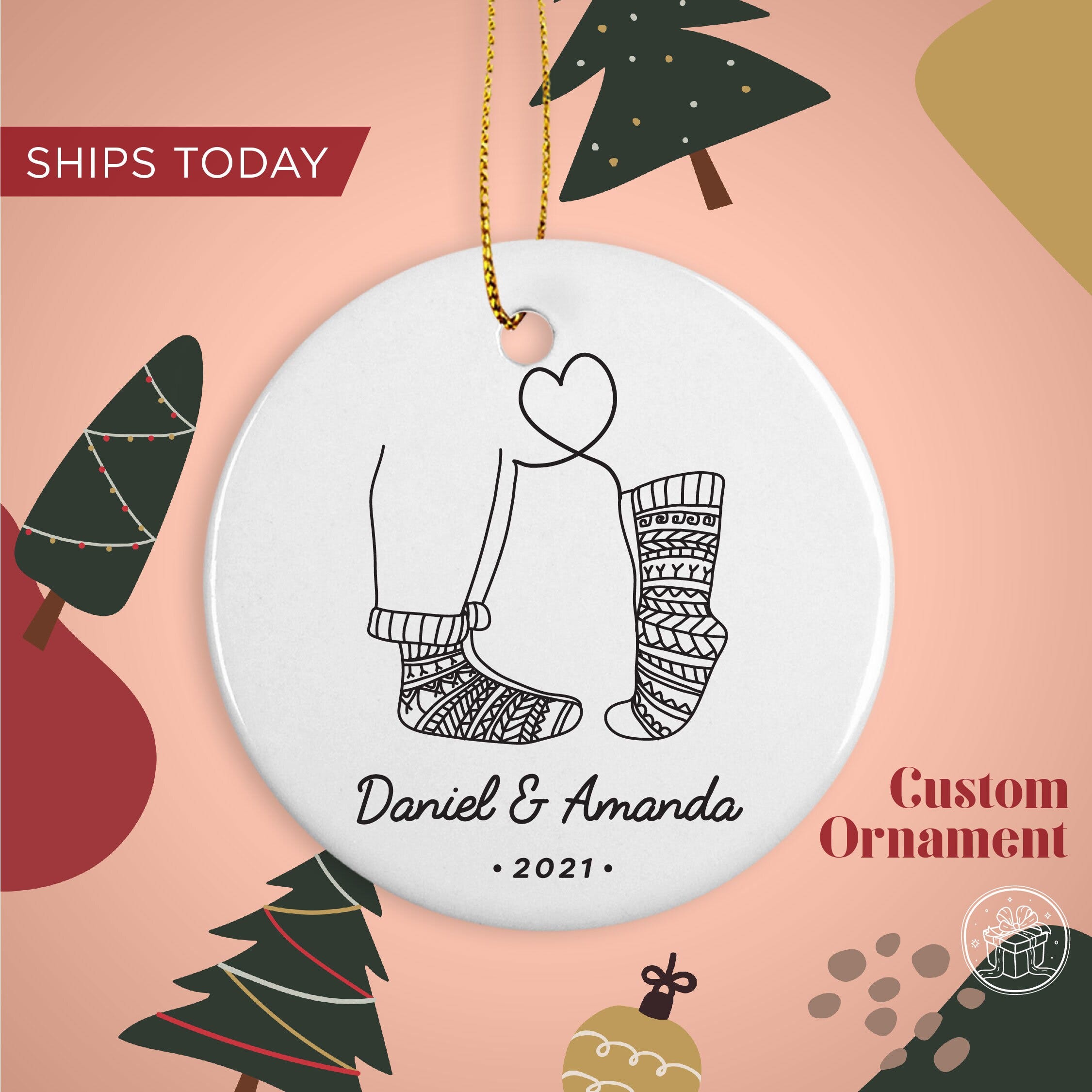 First Christmas Family Ornament - Our First Christmas Engaged - Newlywed Christmas Ornament - Married Christmas Ornament - Couple Christmas