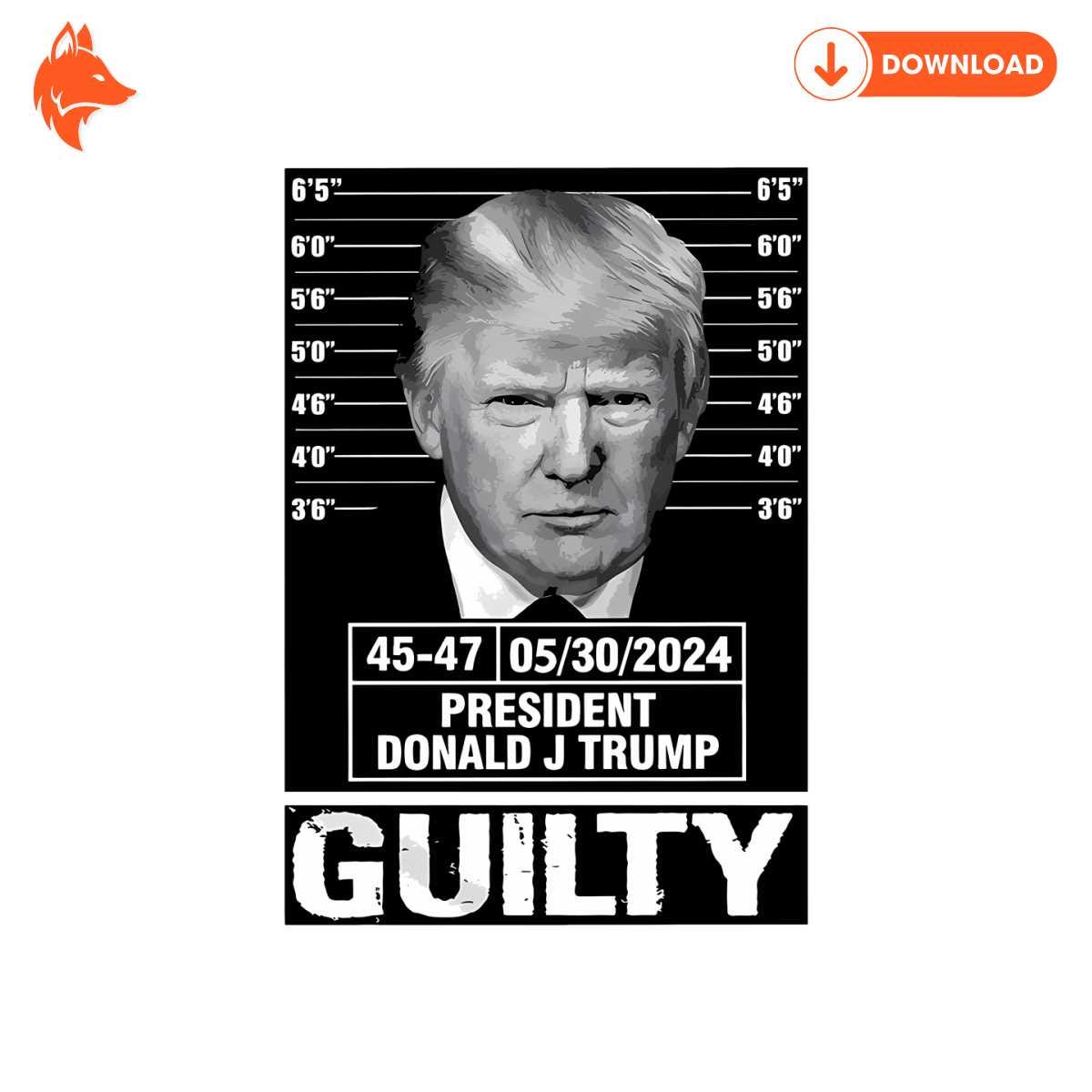 Free President Donald Trump Guilty Mugshot PNG