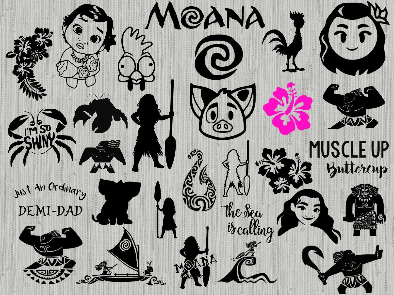 Moana svg bundle, Maui svg , pua svg, moana clipart, cut files for cricut silhouette,  moana svg, png, eps,