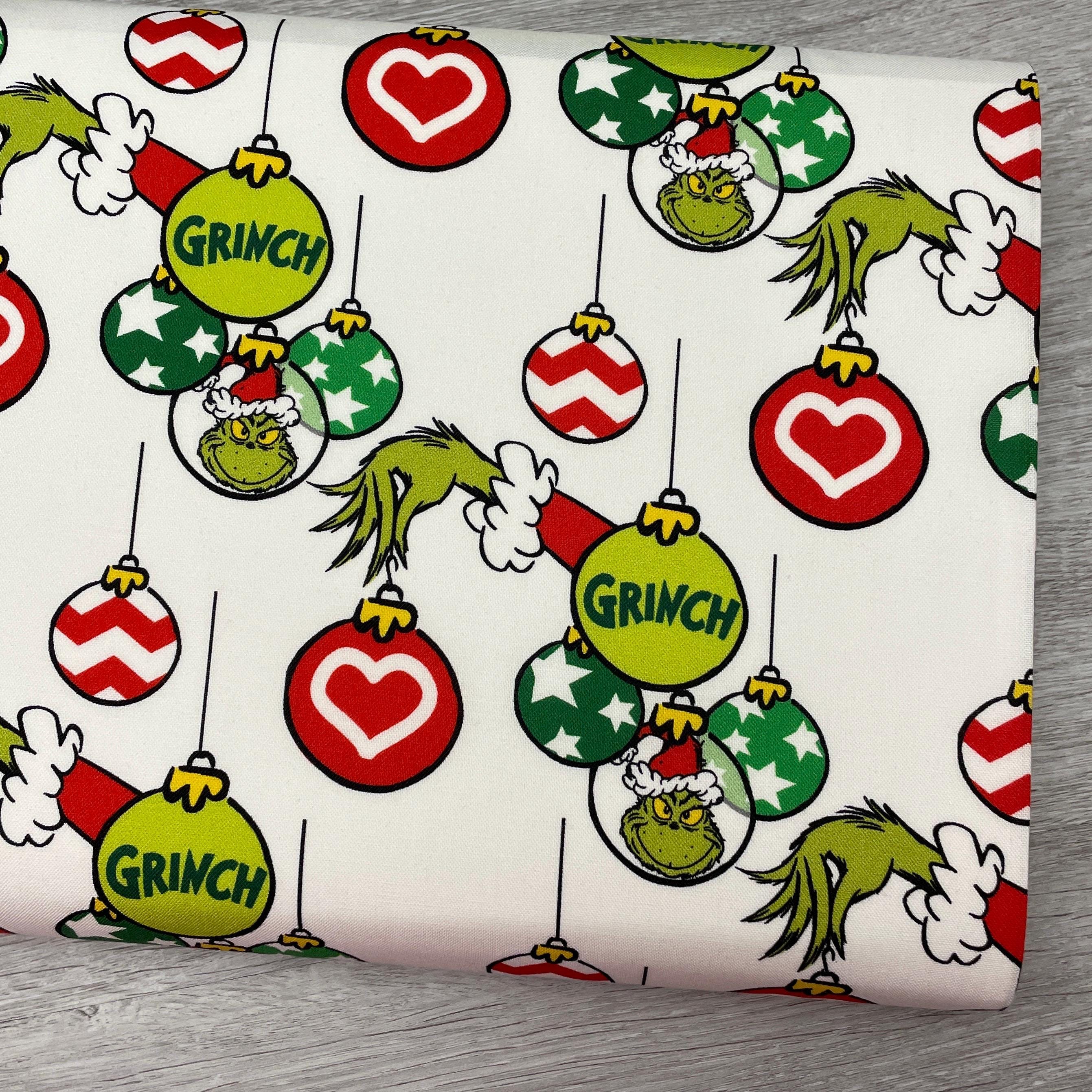 Robert Kaufman Grinch Fabric - Ornaments Holiday Dr. Seuss - How the Grinch Stole Christmas - 100% cotton