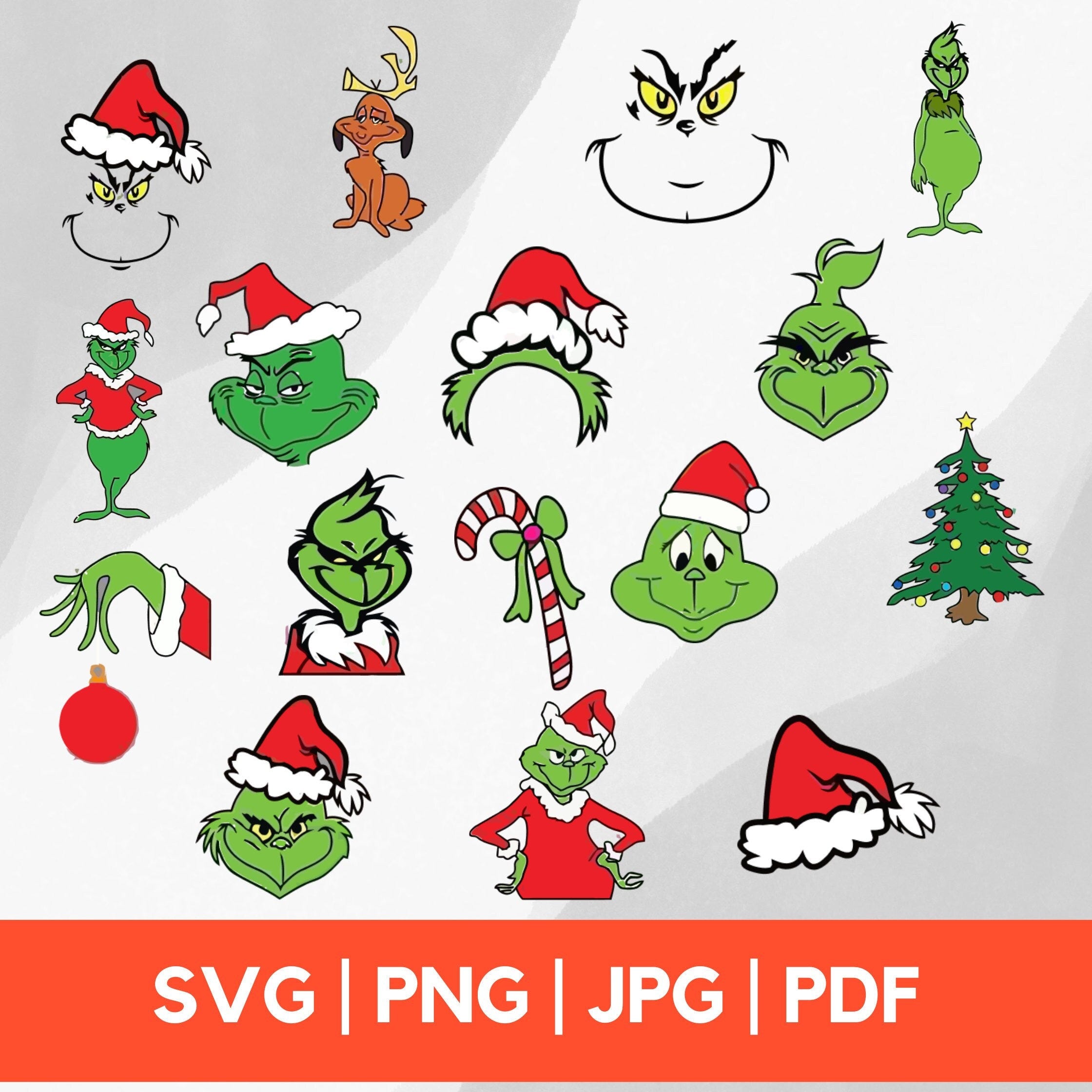 The Grinch Svg Bundle, Grinch Hand Svg, Grinch Face Svg, Grinch Christmas Svg, Clipart Cricut Vector Cut File