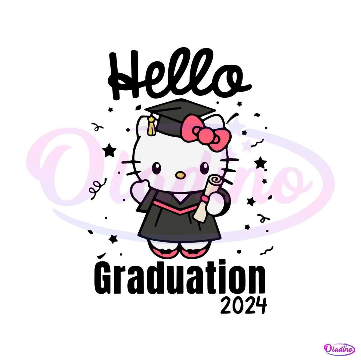 Groovy Hello Graduation 2024 Kitty SVG